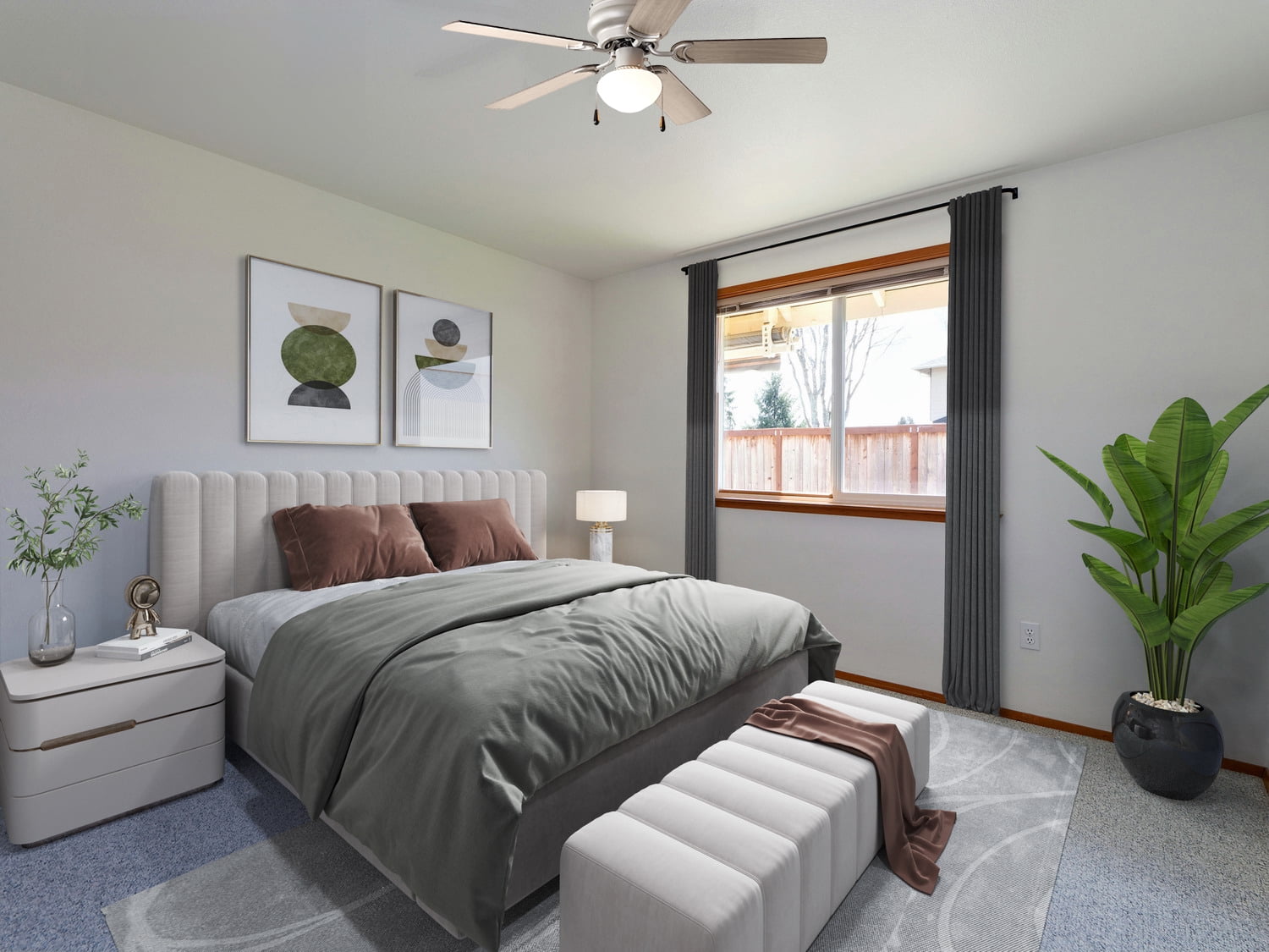 Mainstays 44 in Hugger Indoor Ceiling Fan with Light Kit (Satin Nickel, 5 Blades) suzee