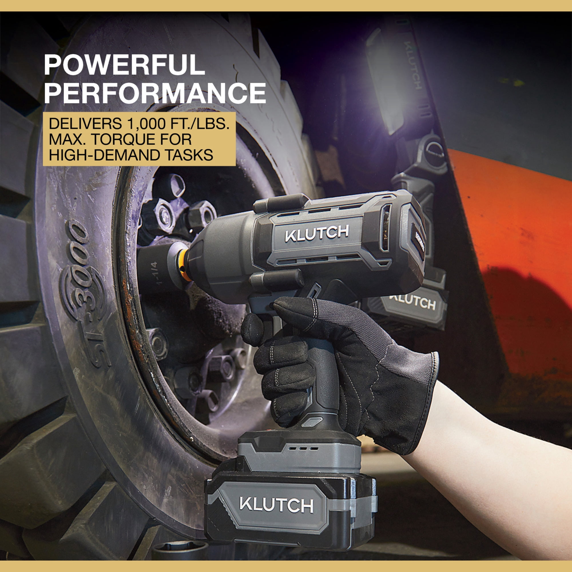 Klutch 20V Cordless Brushless High-Torque Impact Wrench (1/2 in. Drive, 1000 ft./lbs. Breakaway Torque) yv6kt
