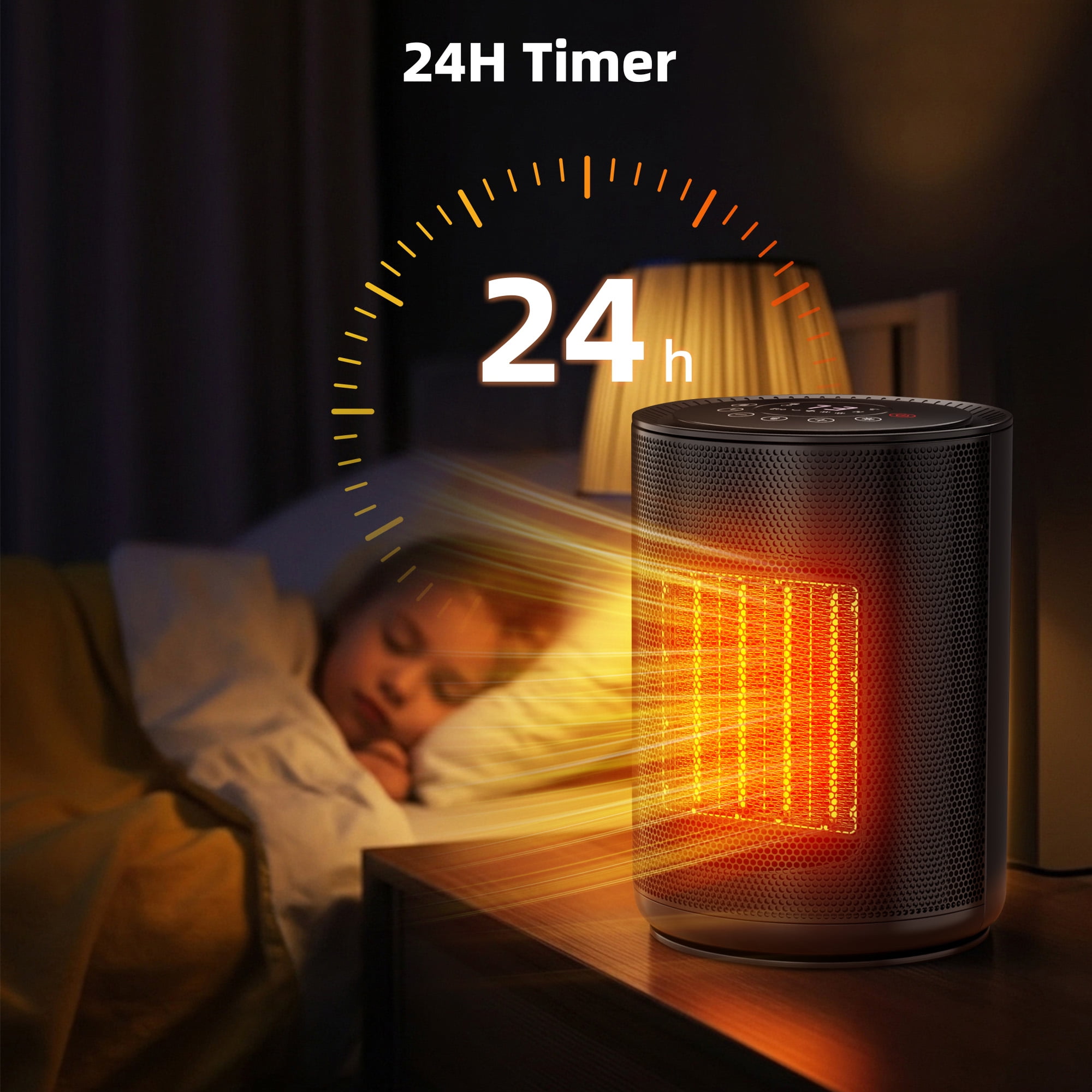 KissAir 1500W PTC Ceramic Space Heater with Remote Control and LED Display (Black, 1500W) kyq91