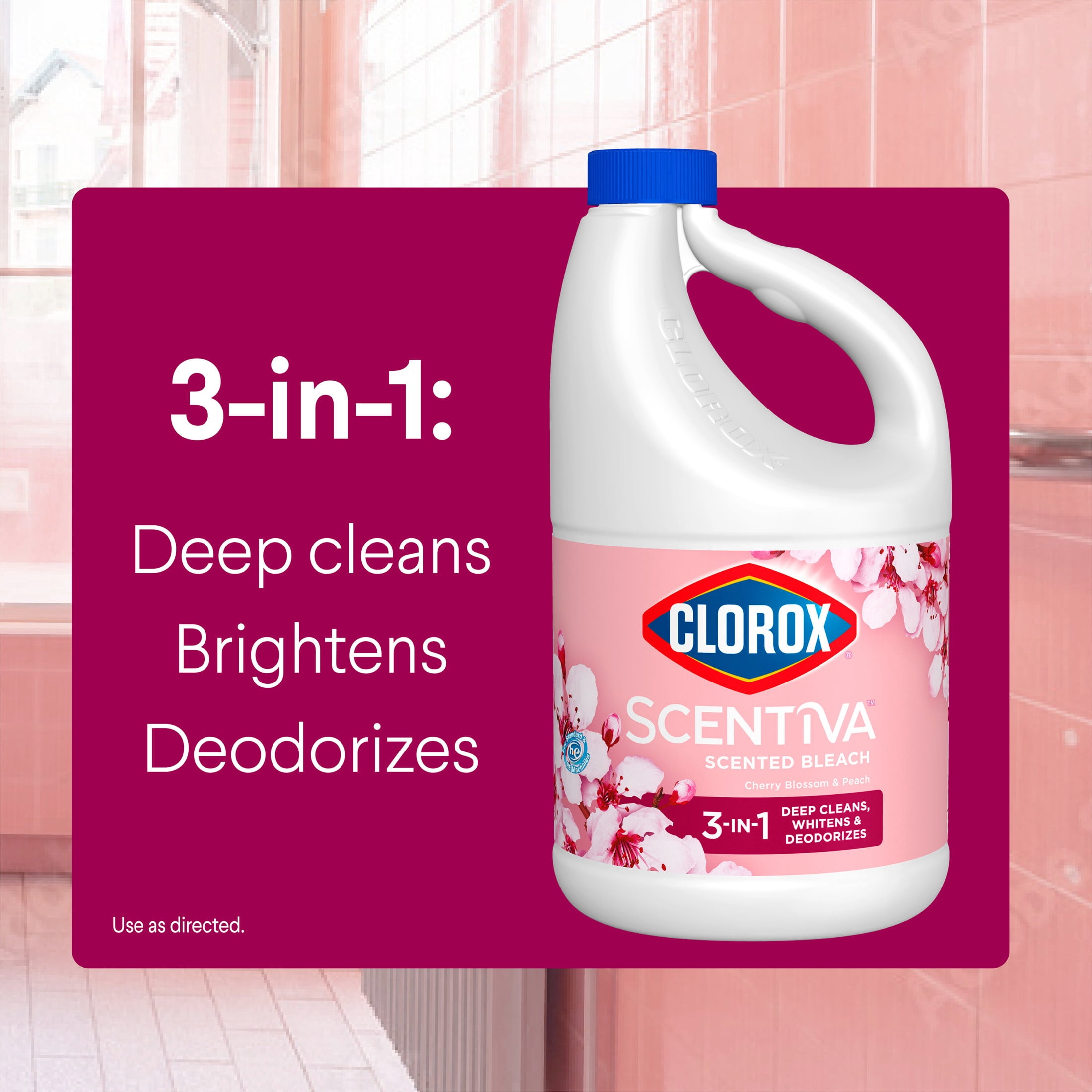 Clorox Scentiva Scented Bleach, Cherry Blossom and Peach, Deep Cleaning and Whitening Formula (81 fl oz) 3zoe2