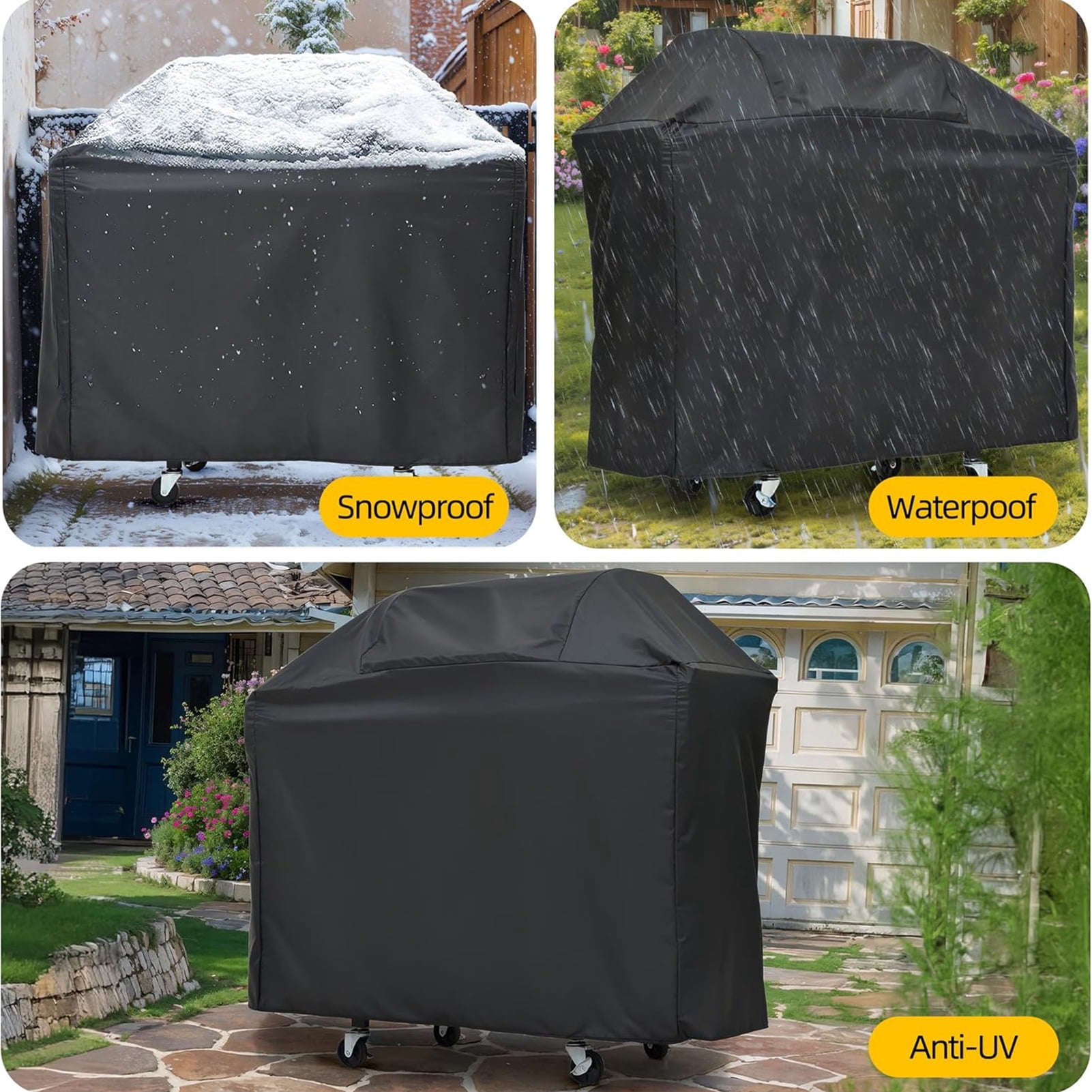XXLYY 4-Burner Propane Gas Grill with Side Burner and Rain Cover, Stainless Steel Outdoor BBQ Grill (Black, 465 sq in) wrgyr
