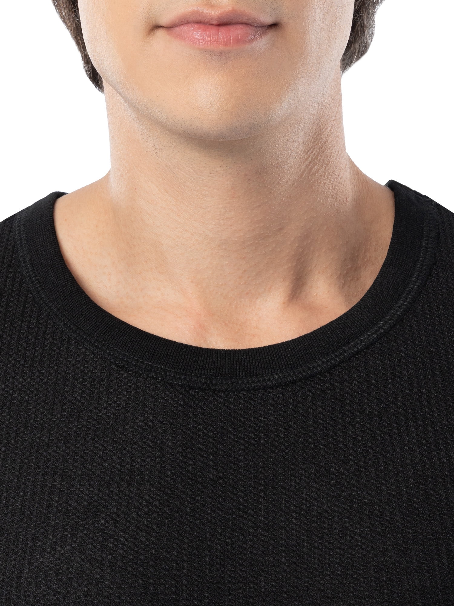 Fruit of the Loom Men's Thermal Waffle Crew Top (Black, 3-Pack) 0i5jn