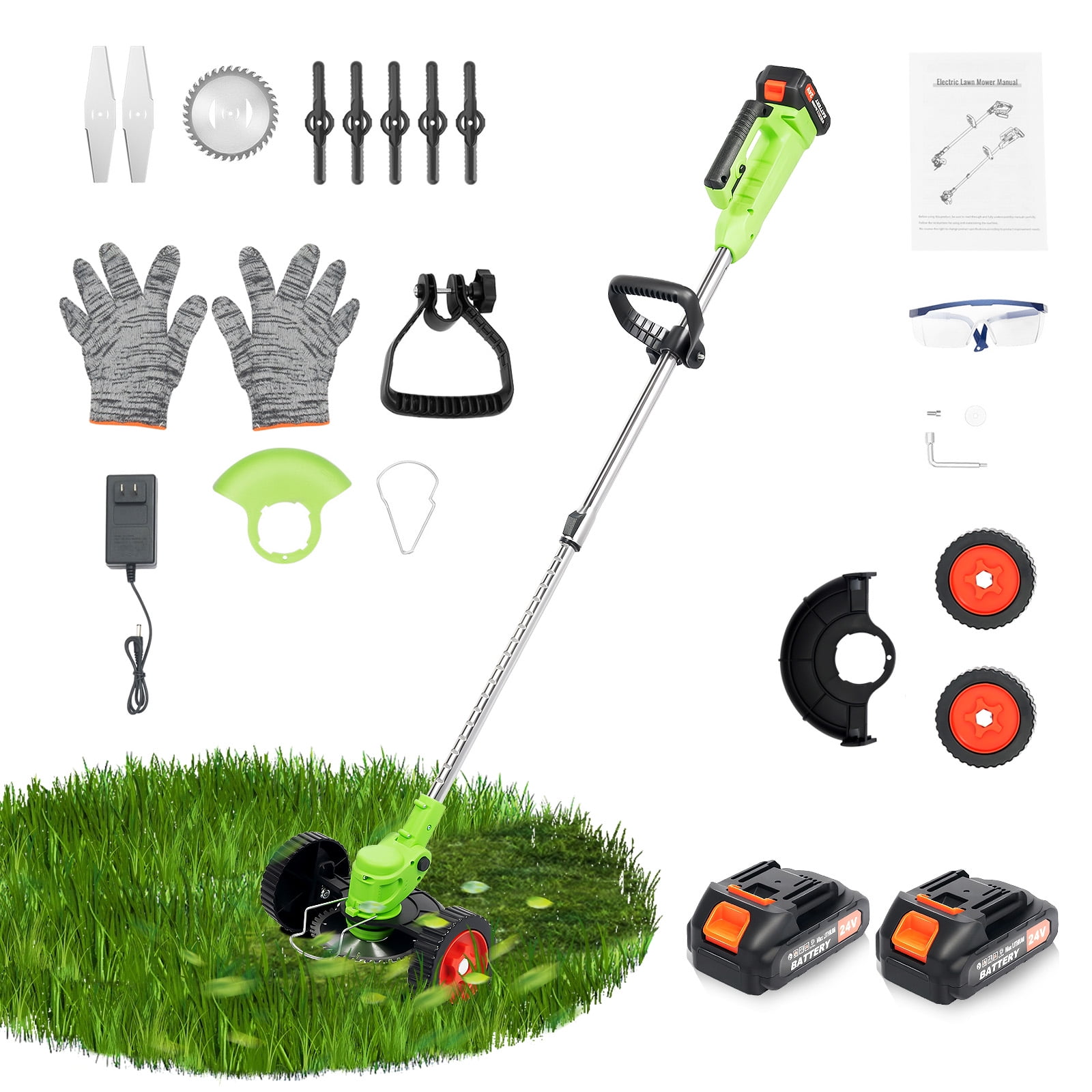 Generic Cordless Grass Trimmer Electric Lawn Mower with 650W Motor (Green, 1 Unit) 8s2my
