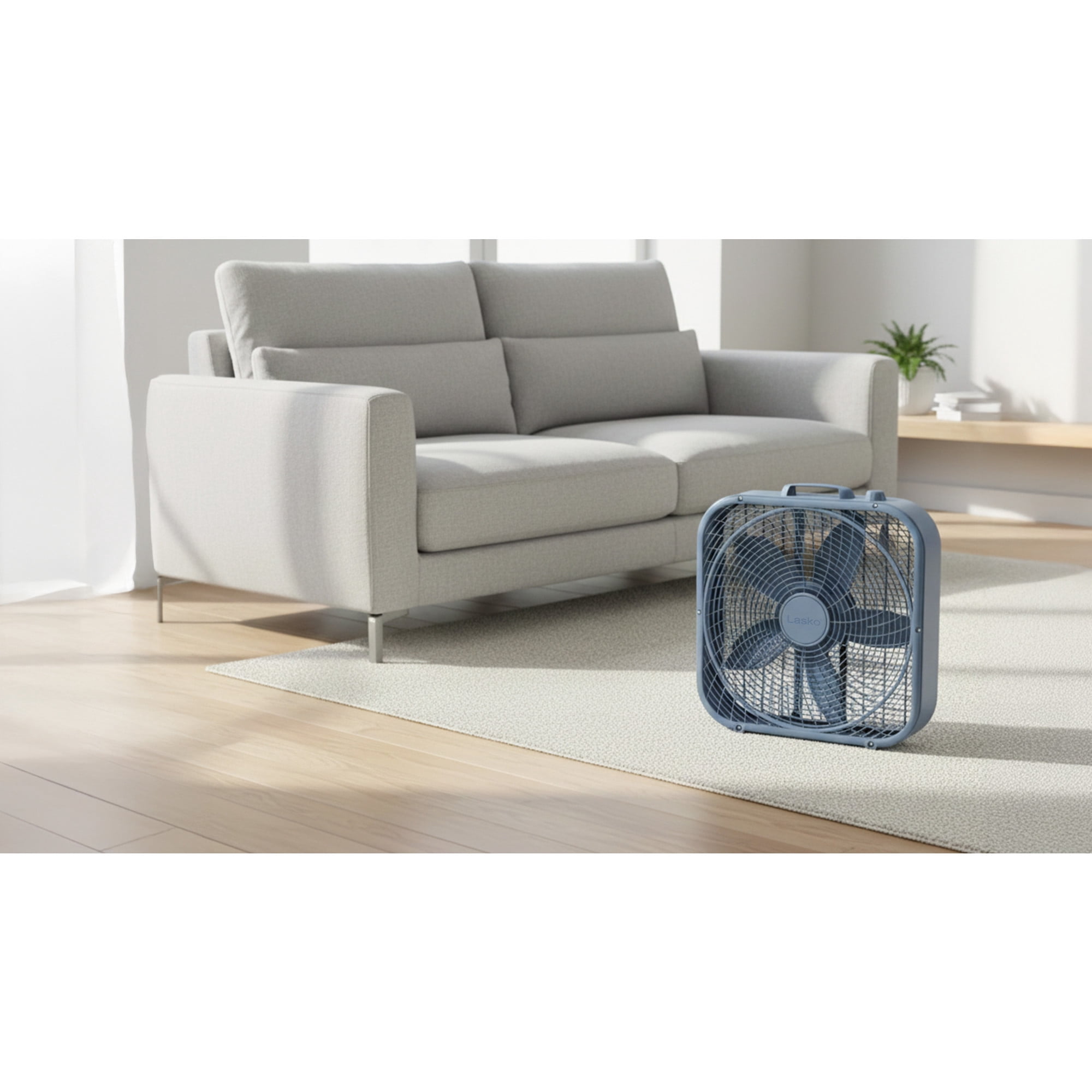 Lasko 20 in Cool Colors Classic Box Fan, Portable Floor or Window Cooling Fan with 3 Speeds (Laguna Blue, 20 in) f4r3m