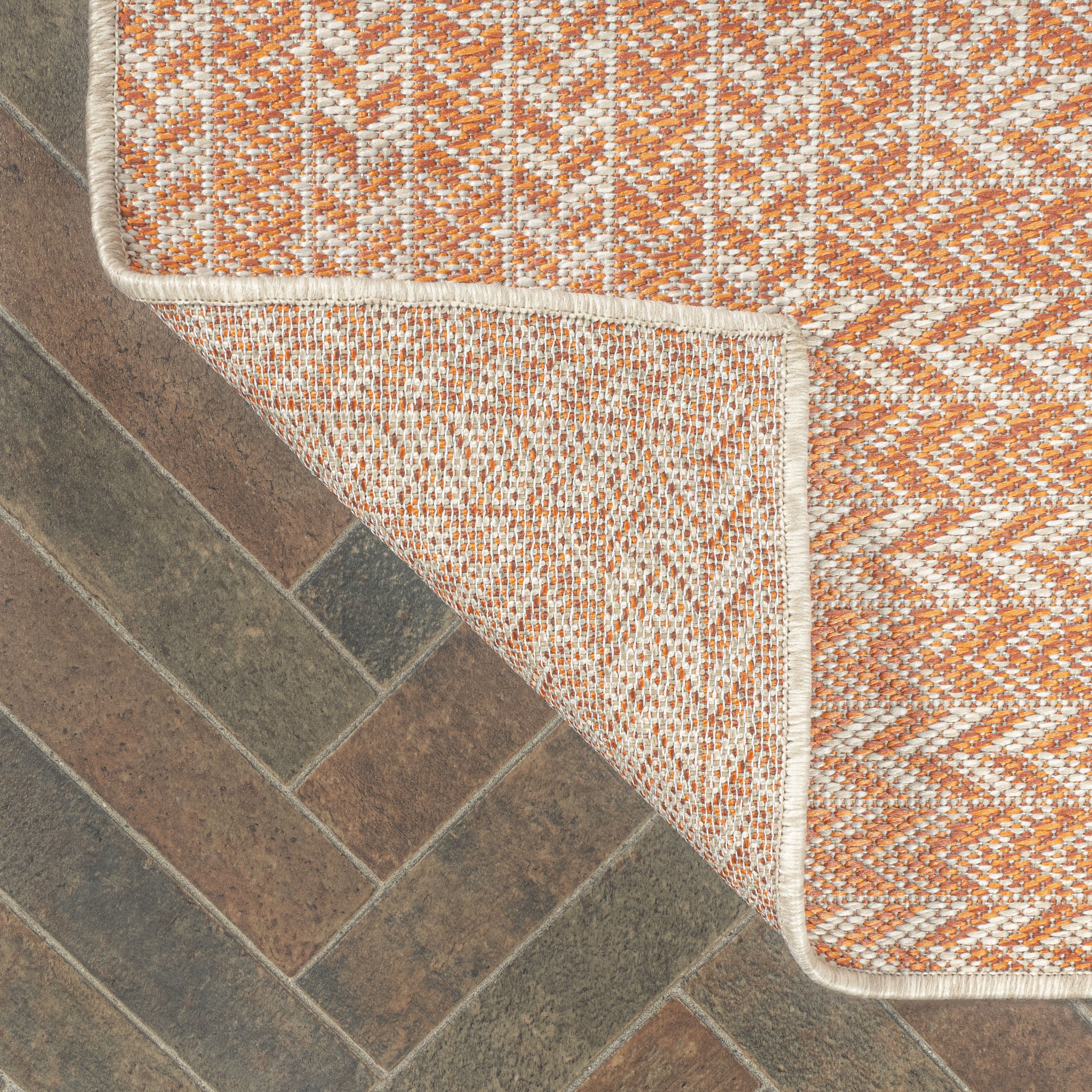 JONATHAN Y Santa Monica Area Rug, Chevron Concentric Squares Modern Indoor Outdoor Decor (Orange and Cream, 8 ft x 10 ft) y4005