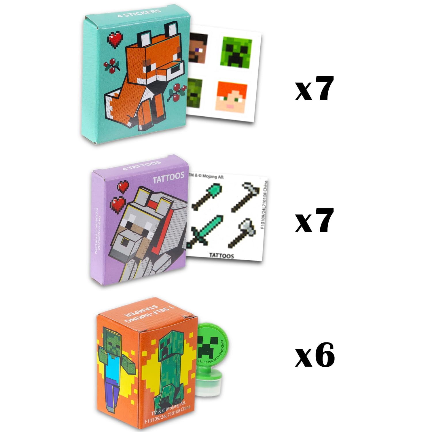 Decade West Minecraft Party Favor Boxes Set with Stickers Tattoos and Stampers (20 Pieces) 9gpws