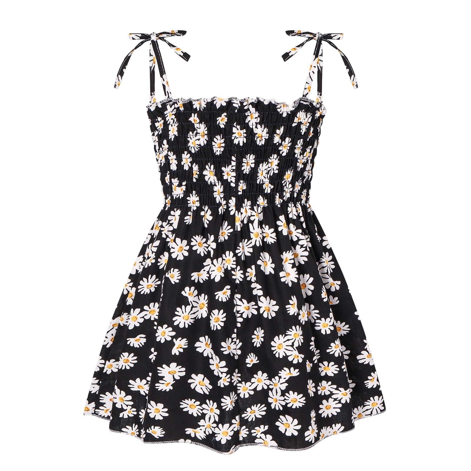 TAGOLD Baby Girls Sleeveless Sling Dress Graphic Print Summer Casual Outfit (Black, 6-9 Months) loem2