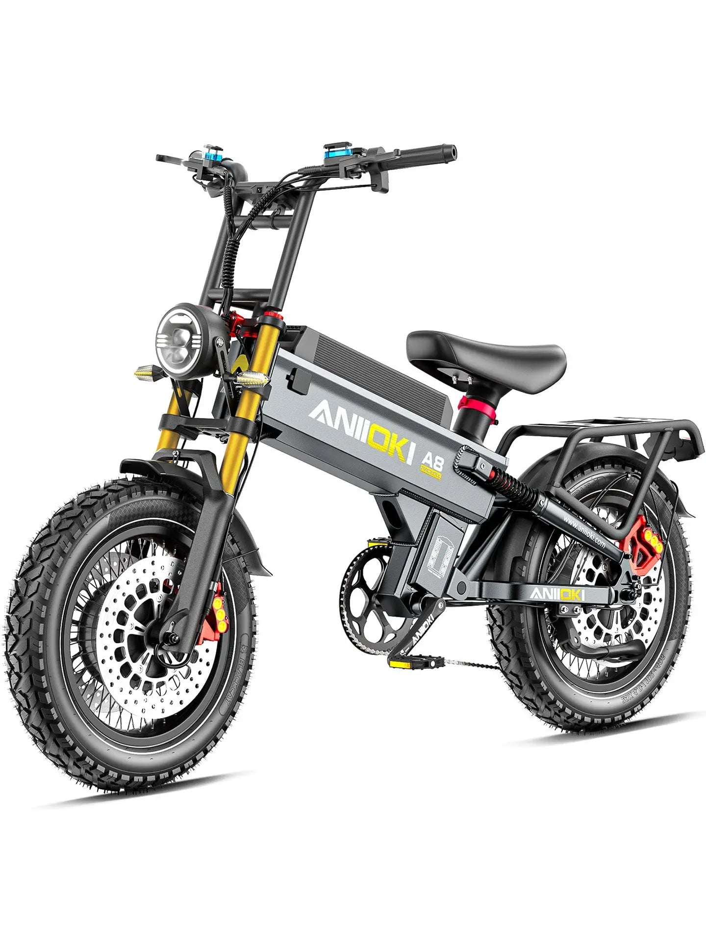 Aniioki A8 Pro Max GT All-Terrain Electric Bike, 6000W Dual Motor, 72V 70Ah Battery, 50 MPH Top Speed (Gray) e41c1