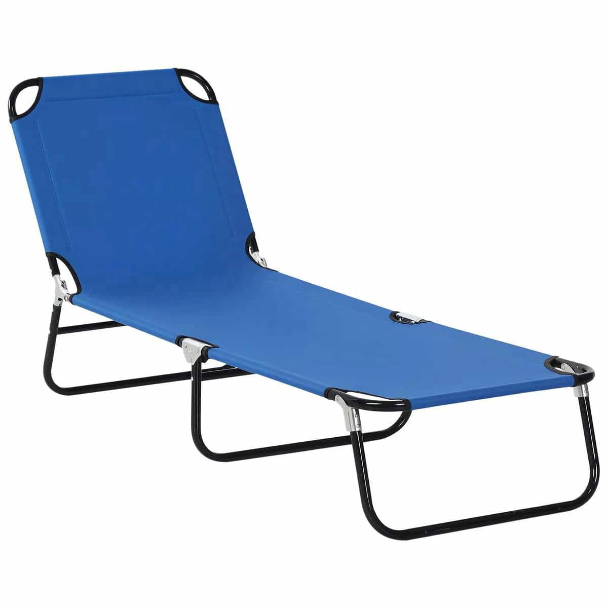 Spaco 5-Level Reclining Beach Chair, Folding Outdoor Sun Lounger with Steel Frame (Blue, 1-Pack) 6cizy