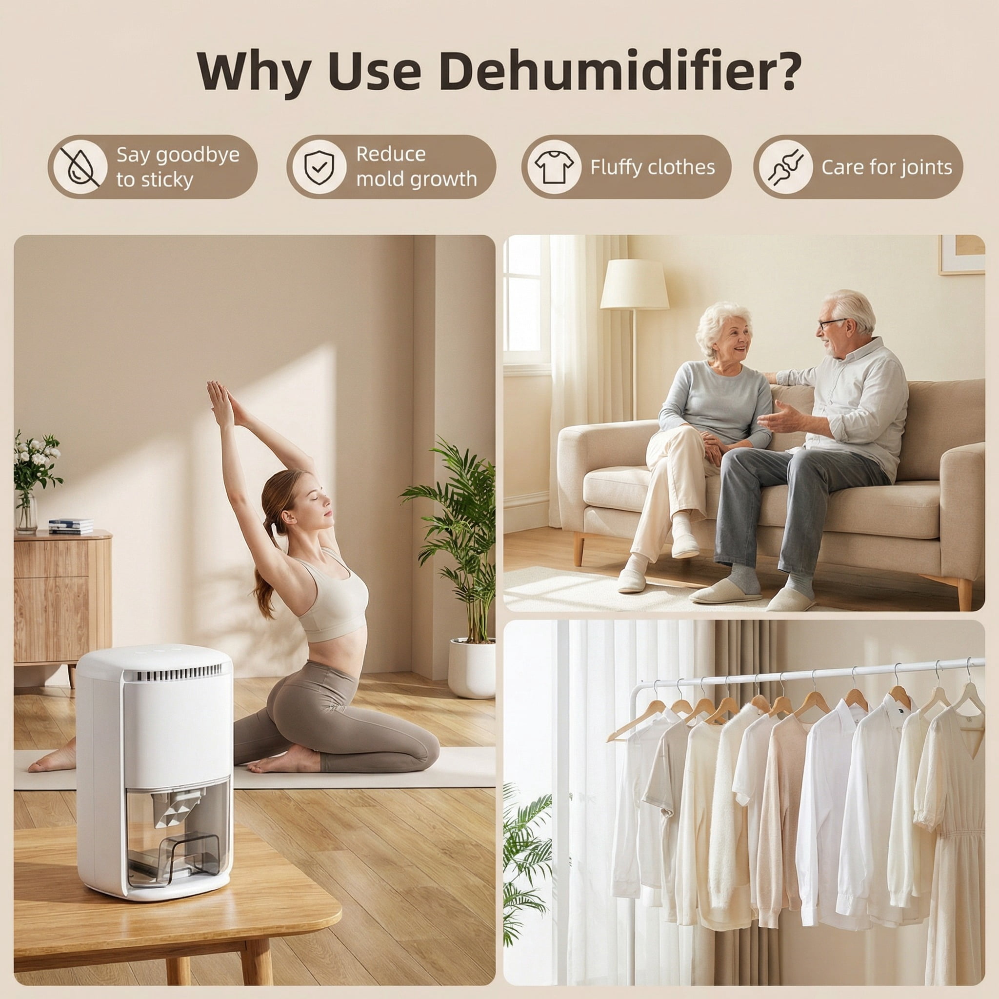 ZENGDAINM Small Dehumidifier for Bedroom and Bathroom, Quiet Portable Moisture Absorber with Auto Shut Off (White, 40 fl oz) sd8mp