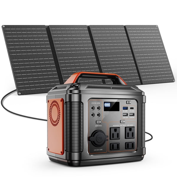Powerbank Portable Power Station with 60W Solar Panel (Black, 296Wh) 9r75v