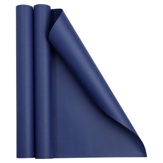 JAM Paper Matte Gift Wrapping Paper, Premium Smooth Finish, Presidential Blue (2 Rolls, 52.6 sq ft Total) z8116