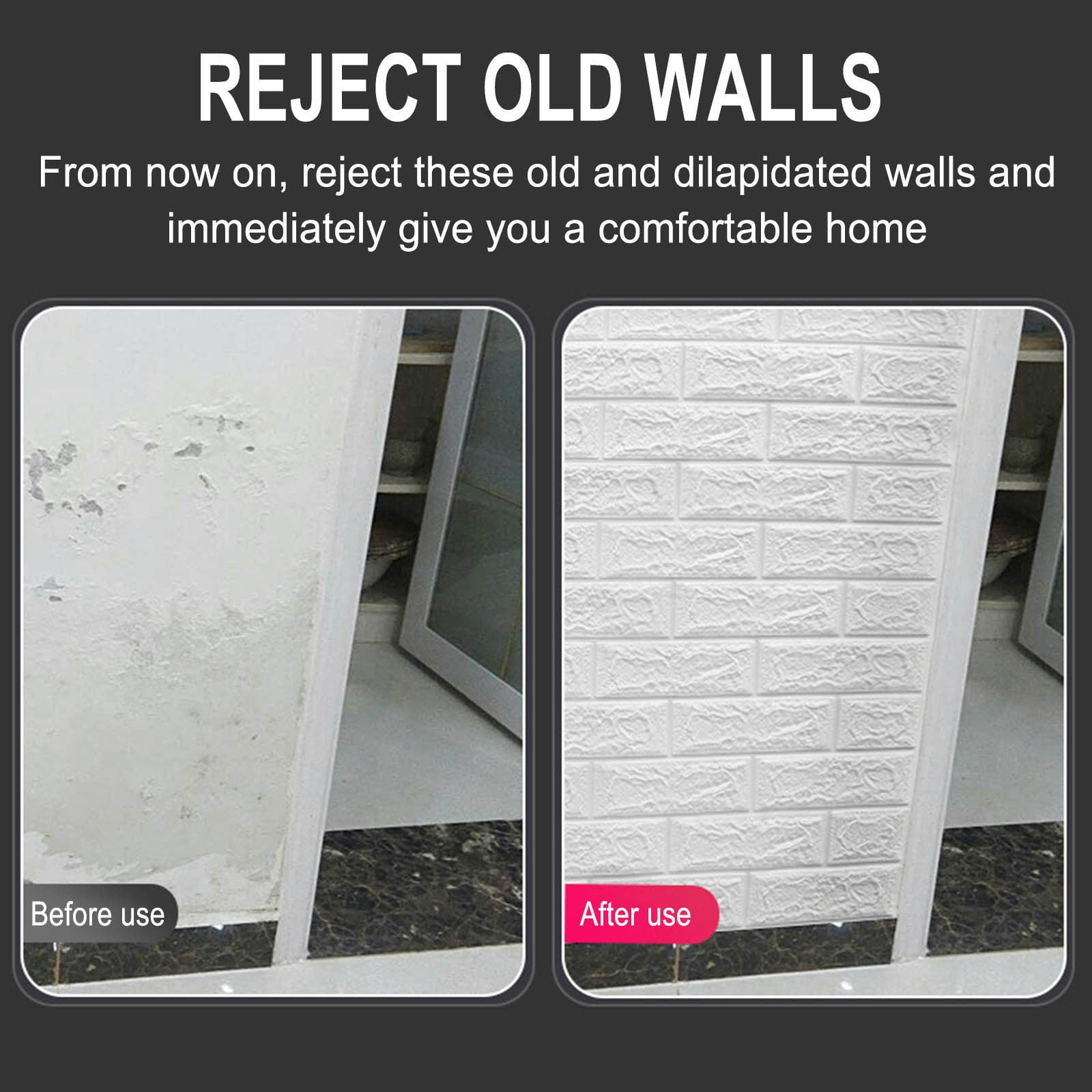 Pompotops 3D Brick Wall Panels Peel and Stick Foam Wallpaper for Home Decor (White, 2 Pack) spwdb