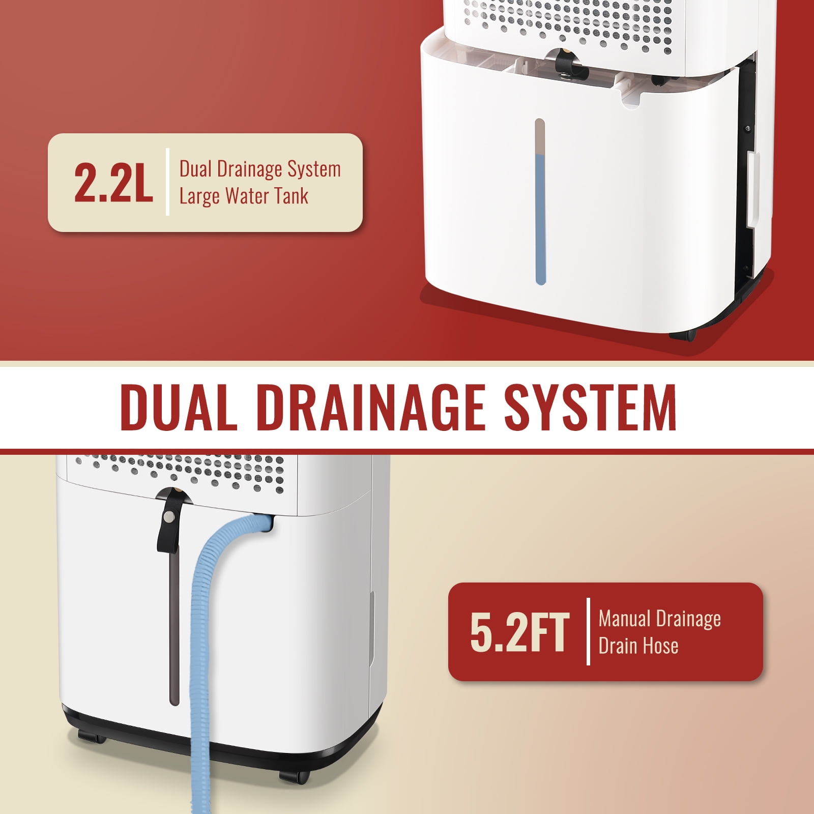 WANAI 30 Pint Dehumidifier for Large Spaces (White, 0.58 gal) hwav5