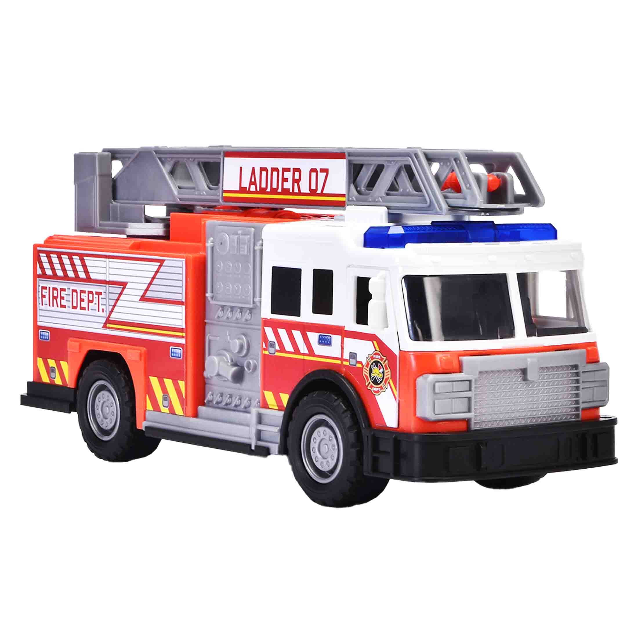 Adventure Force Fire Truck Toy with Lights and Sounds (13.59 in x 4.86 in x 11.81 in) nx4bh