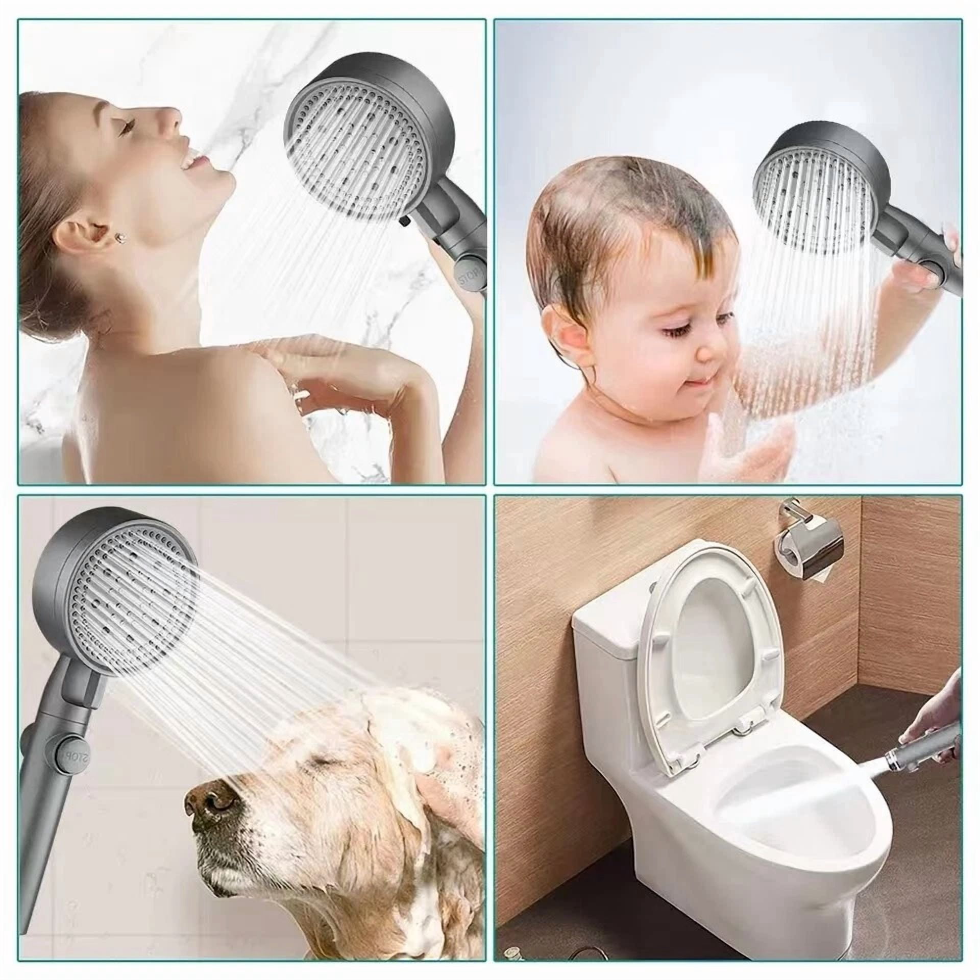 FLINT High-Pressure Shower Head, Multi-Functional Handheld Sprayer with 5 Spray Modes (Chrome, 4 in) 1n2to
