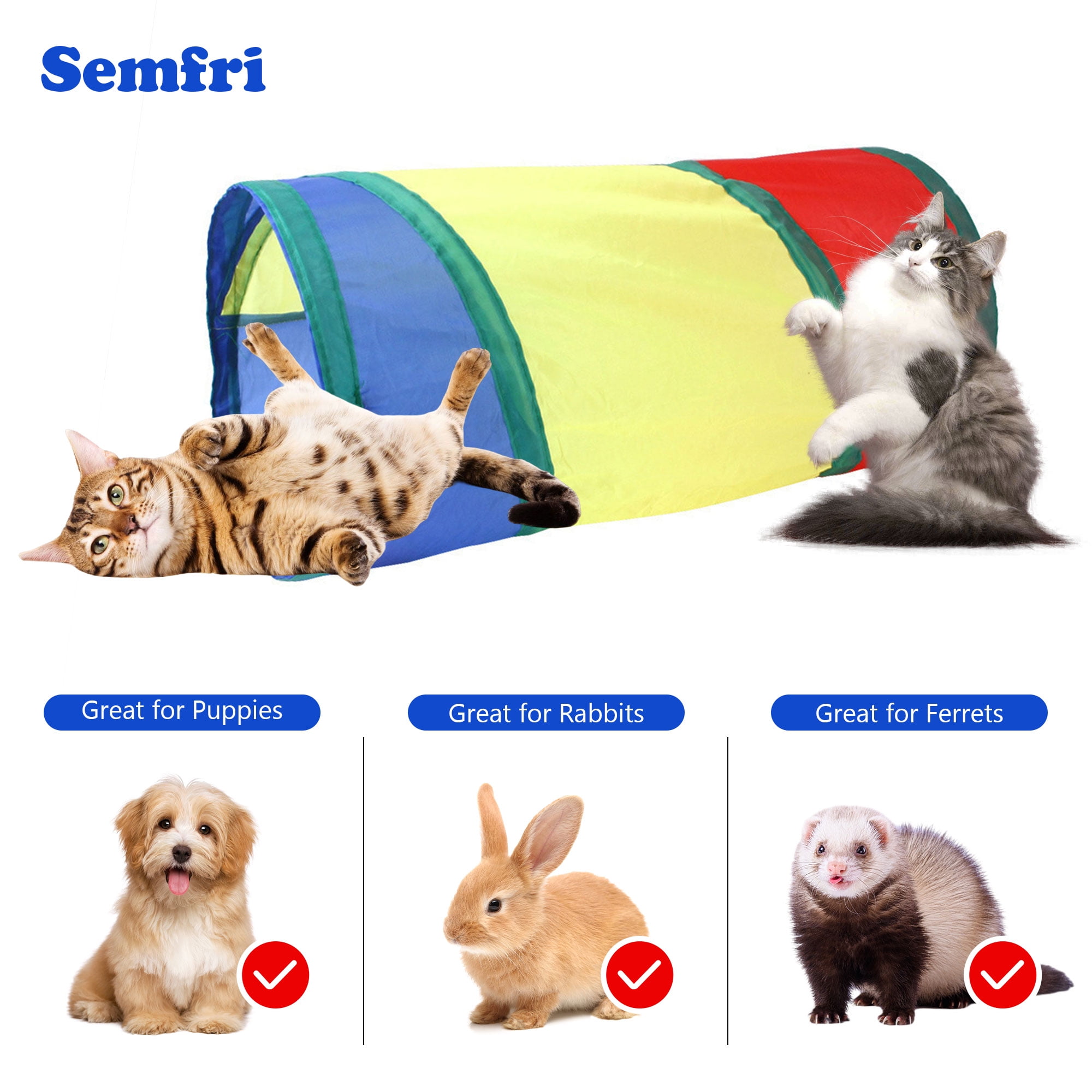 Semfri Interactive Cat Toy Set with Collapsible Tunnel and Feather Teaser Wands (22 Piece Set) pjt9f - Image 2