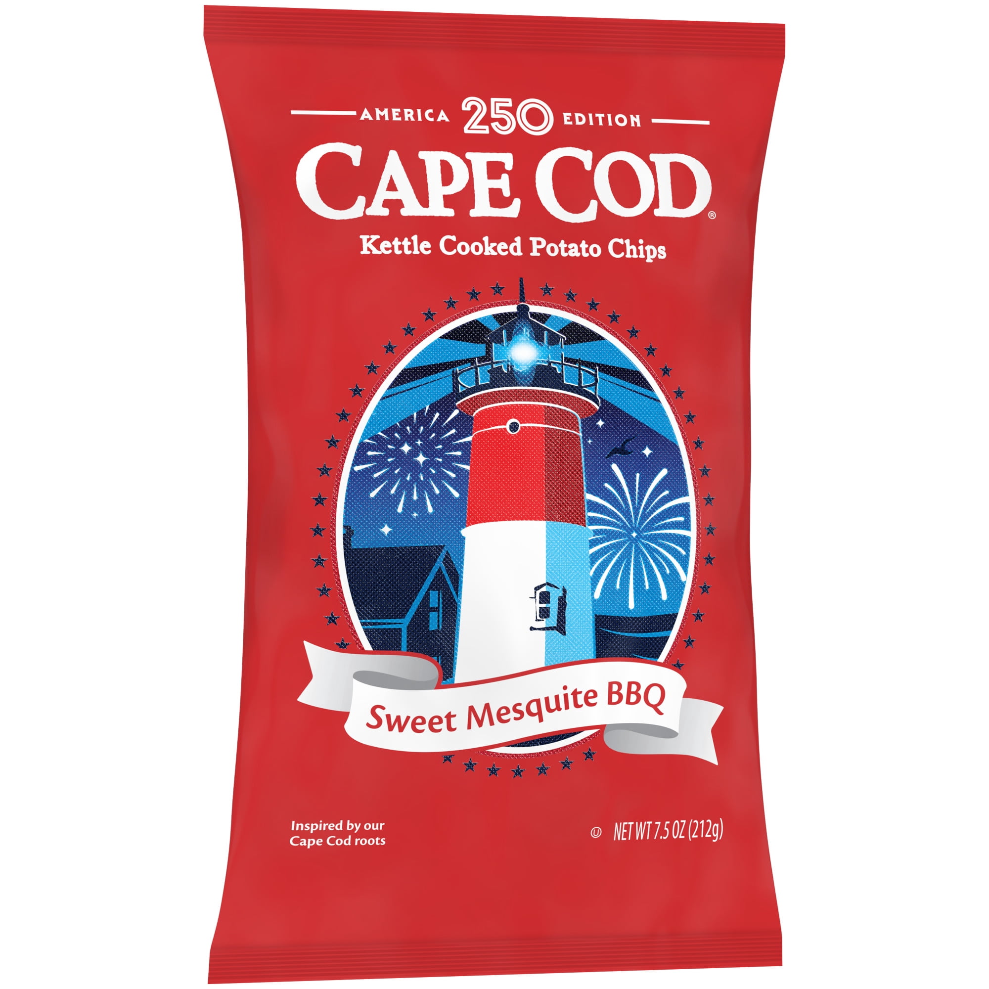Cape Cod Sweet Mesquite Barbeque Potato Chips, Kettle Cooked Crunchy Snack (7.5 oz) 58jna