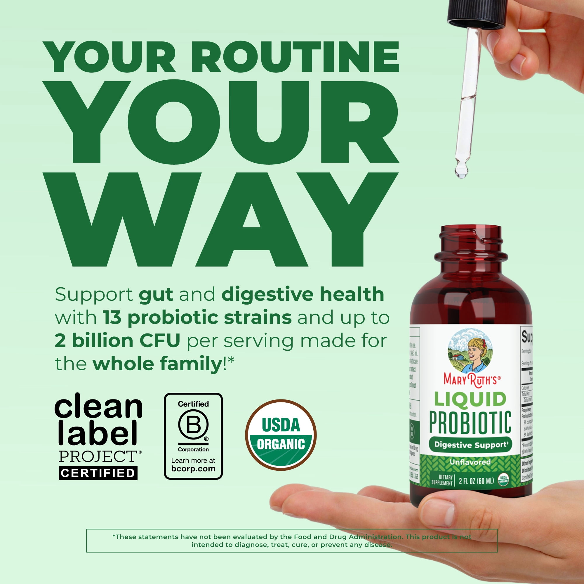MaryRuth's Liquid Probiotic Supplement, USDA Organic Vegan Digestive Support for Adults and Kids (2 fl oz) kwthh