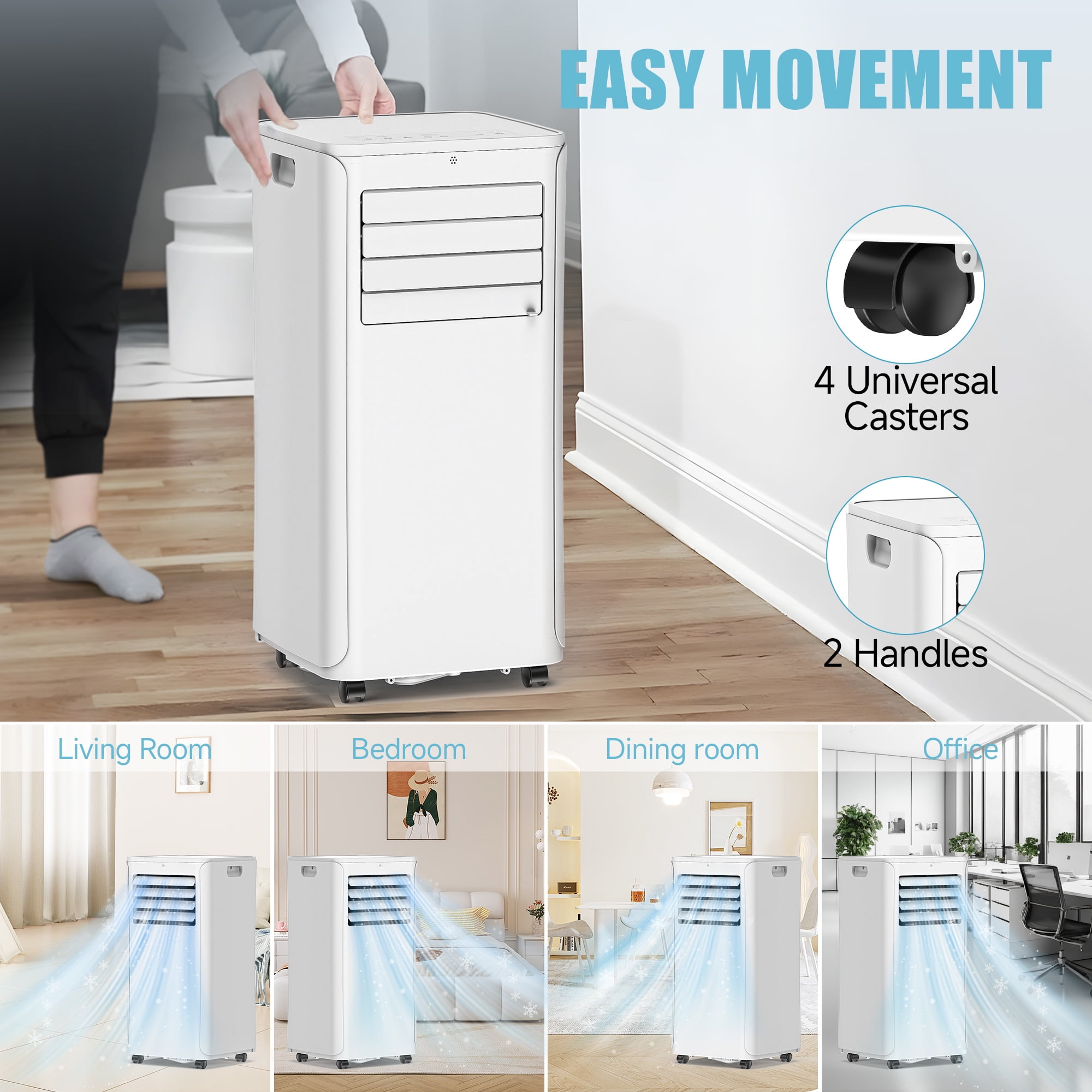 Tolsprint 12000 BTU Portable Air Conditioner 4-in-1 Cooling Unit with Remote Control and LED Display (450 sq. ft. Coverage) cwjs9