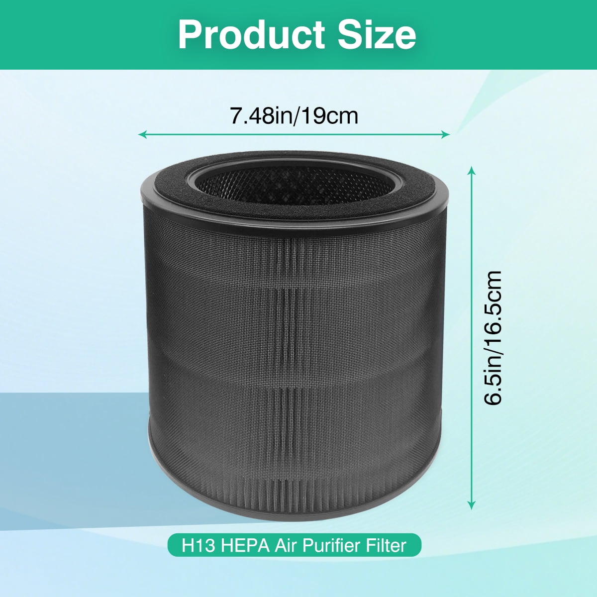 Home Times Replacement Filters for Dreo Air Purifier DR-HAP005S, True H13 HEPA Filtration (Black, 2 Pack) hiq8n