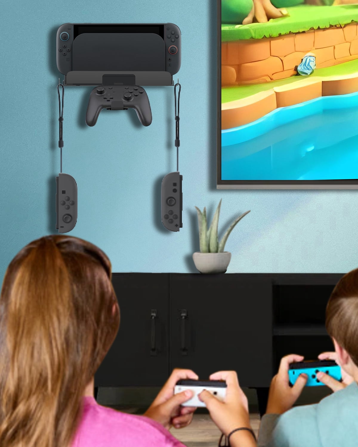 JZW-Shop Wall Mount Bracket for Nintendo Switch 2 Console and Controllers (Black, 1 Pack) zb5js