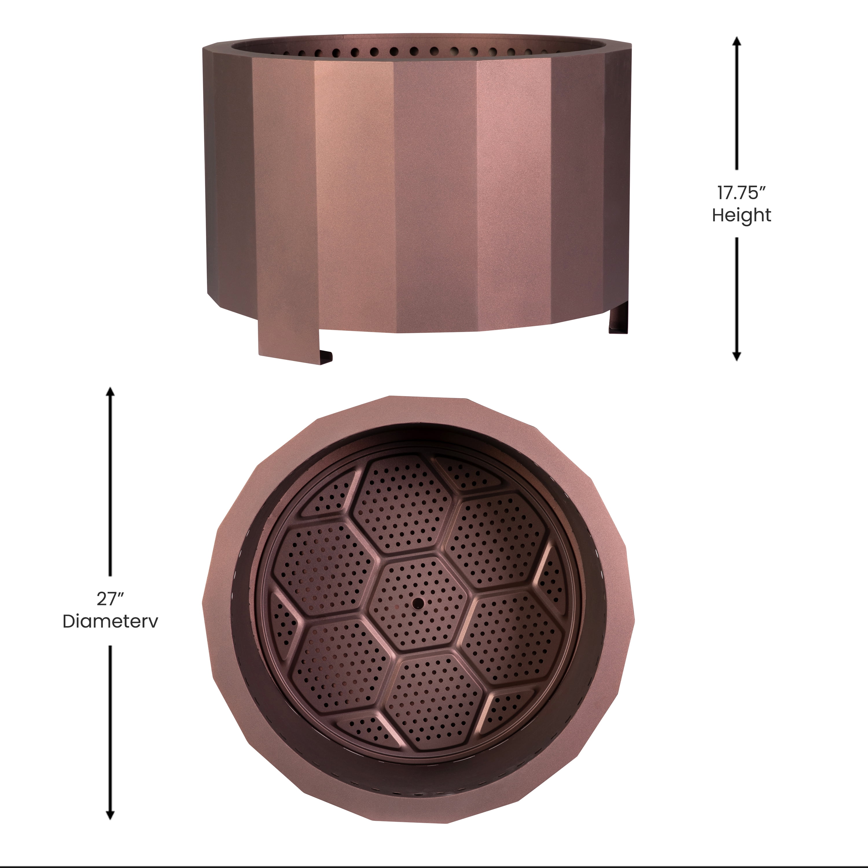 BizChair 27 inch Smokeless Outdoor Wood Burning Fire Pit with Waterproof Cover (Bronze, 27 in) 8eqga