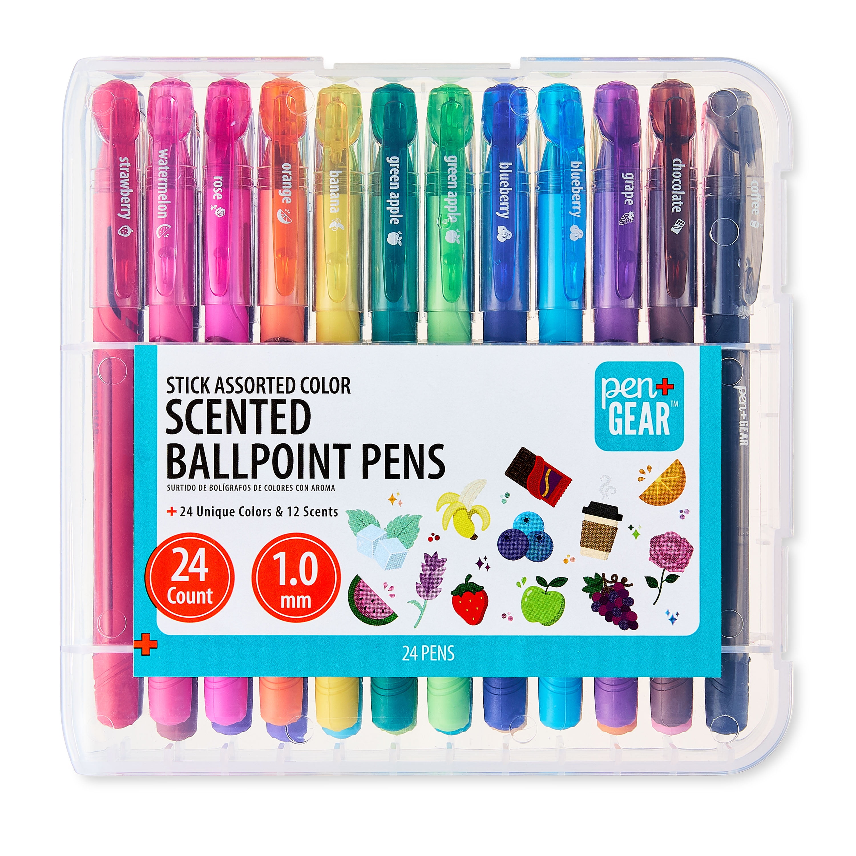 Pen+Gear Scented Ballpoint Pens, Medium Point, Smooth Writing Ink, Vibrant Assorted Colors (24 Count) vm3yc