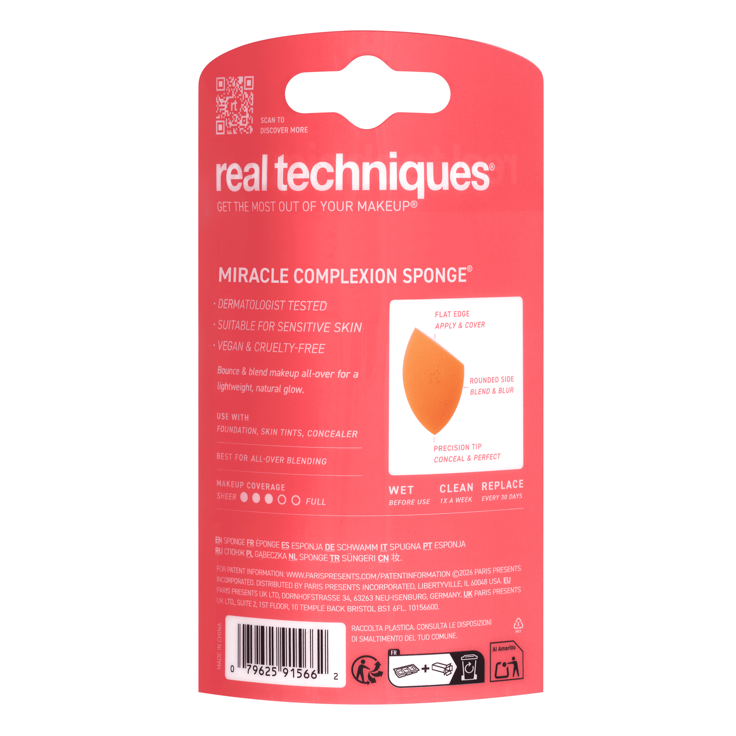 Real Techniques Miracle Complexion Sponge, Makeup Blending Tool for Liquid and Cream Foundation (Orange, 1 Count) jdmnr