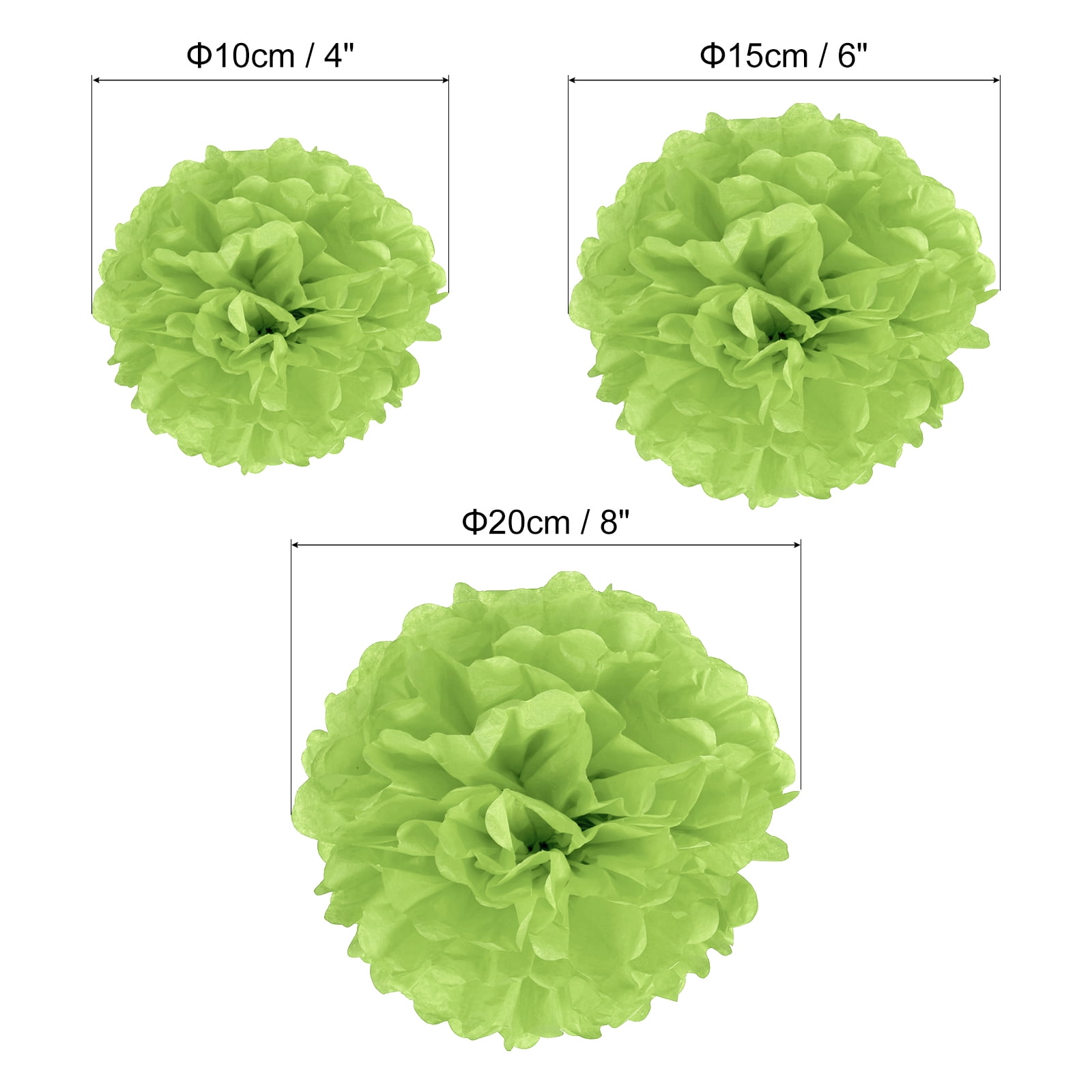 Uxcell Tissue Paper Pom Poms Flower Balls for Party Backdrop Decoration (Lime Green, 12 Pack) r2vpg