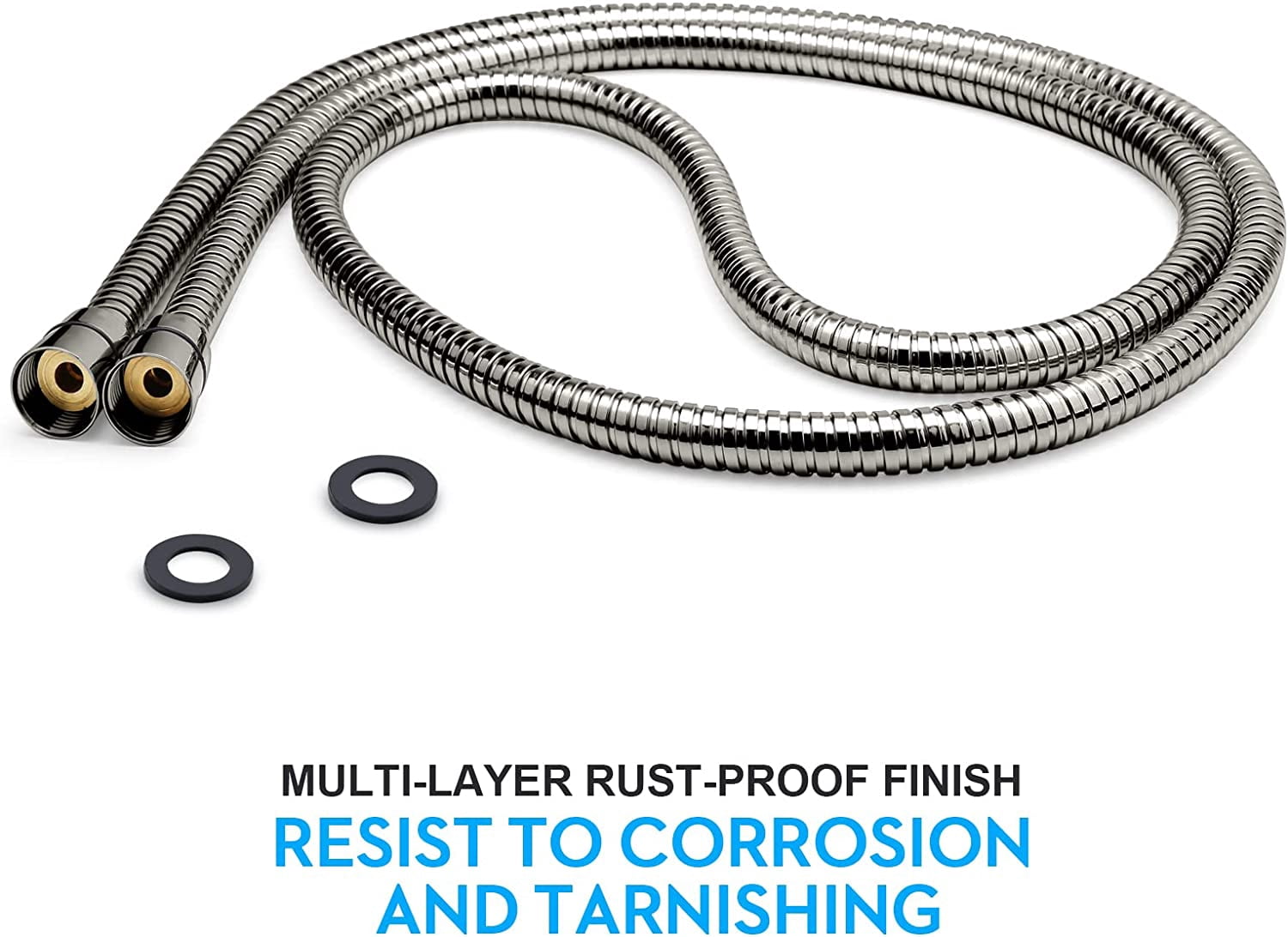 HuiJuMei Extra Long Stainless Steel Handheld Shower Hose (Brushed Nickel, 79 in) d9lhy