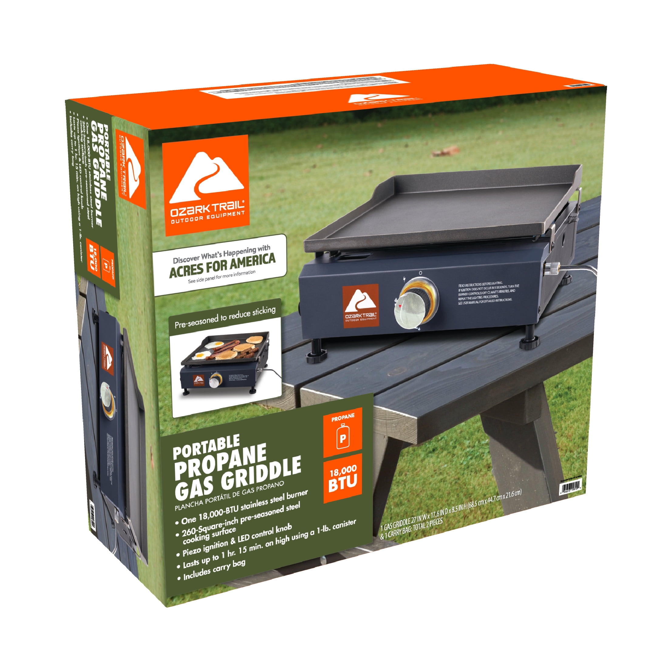 Ozark Trail 1-Burner Portable Propane Gas Outdoor Griddle (Grey, 260 sq in) 0c5f8