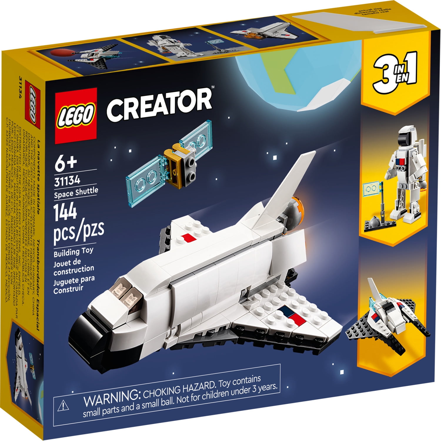LEGO Creator 3-in-1 Space Shuttle Building Set, Creative STEM Toy for Kids, 3-in-1 Model Kit (144 Pieces) 2toc8