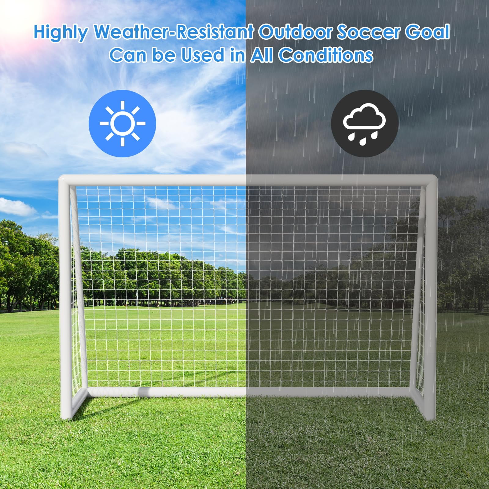 TLGREEN Portable Soccer Goal Net, Weatherproof UPVC Frame for Backyard Training (White, 10 ft x 6.5 ft) 2a3i0