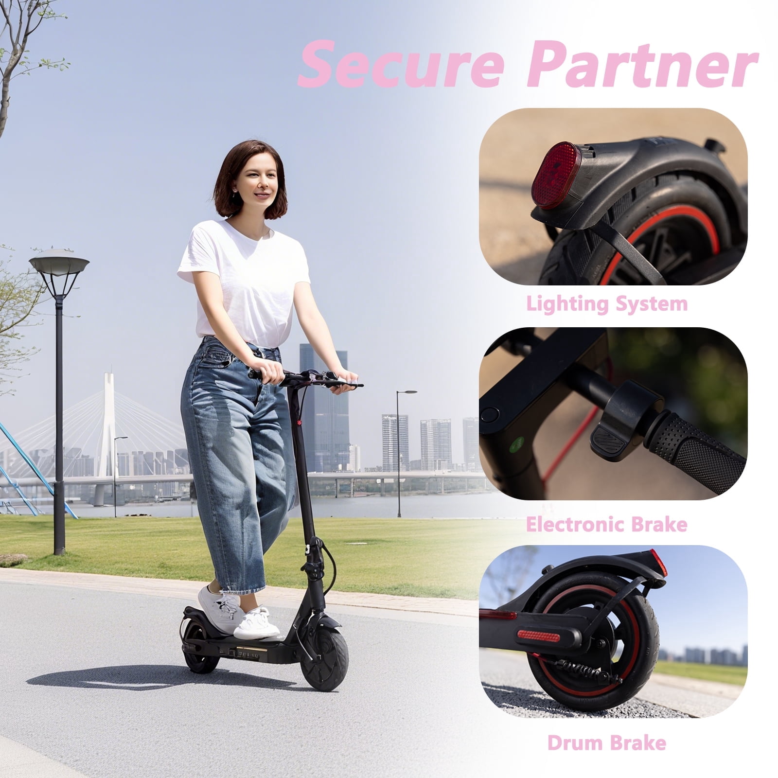 iHoverboard Electric Scooter for Adults, Foldable Commuter Scooter with 8.5 in Tires, 21 MPH Max Speed (Black, 1 Unit) o1tjc
