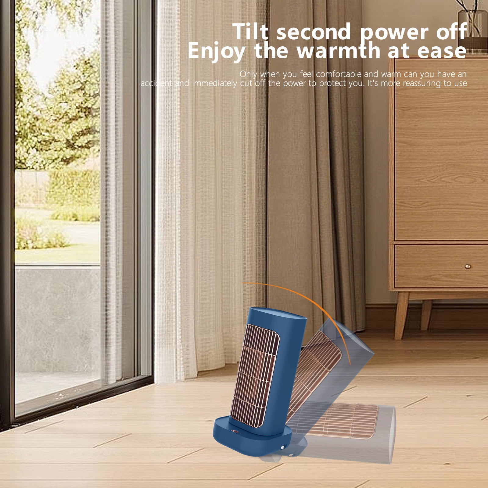 PhiGZnt Portable Electric Space Heater (Blue, 17 in) 70° Oscillating PTC Ceramic Heater with Remote Control and Thermostat s7d9s