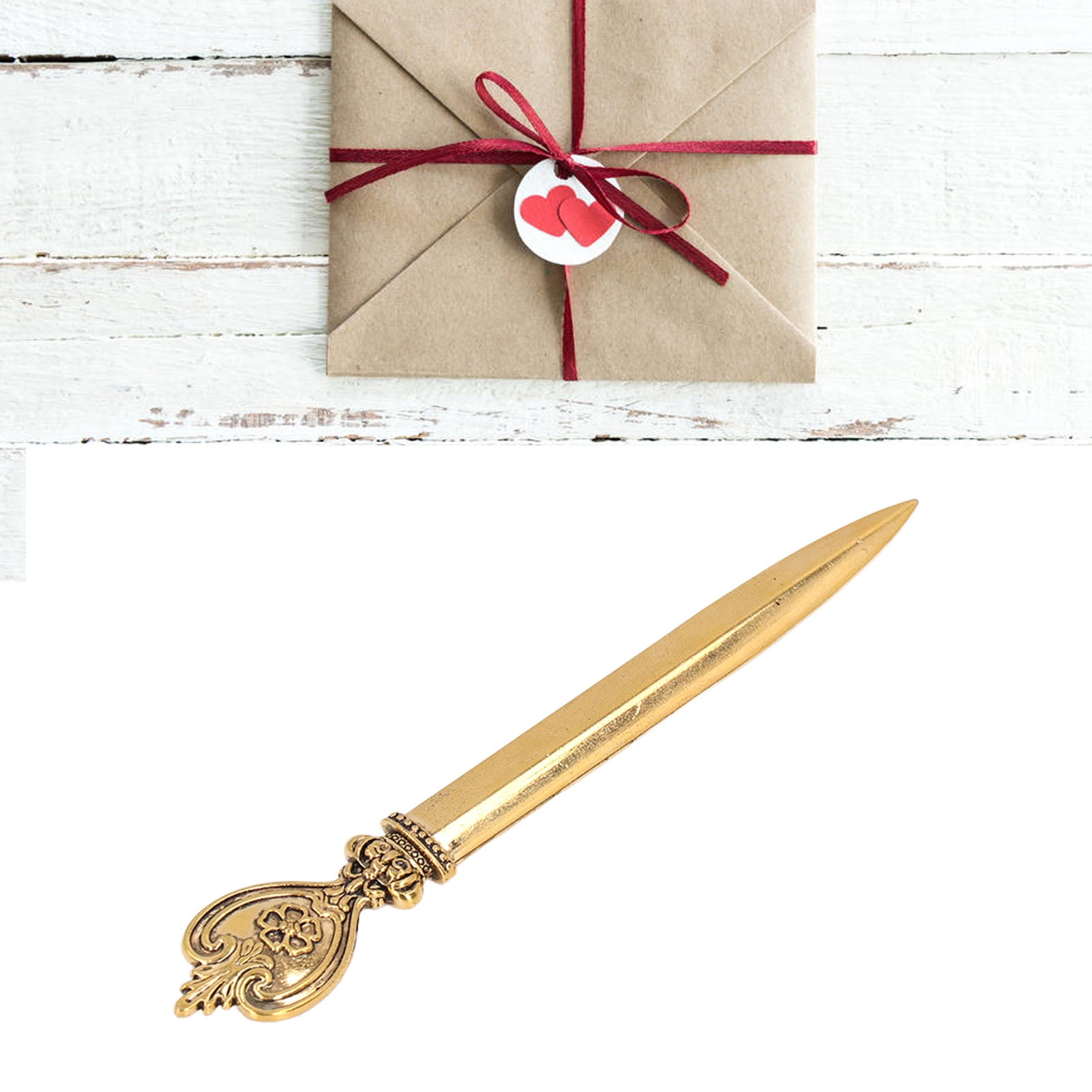 Mgaxyff Retro Elegant Letter Opener, Decorative Zinc Alloy Envelope Slitter (Gold, 6 in) mpr8m