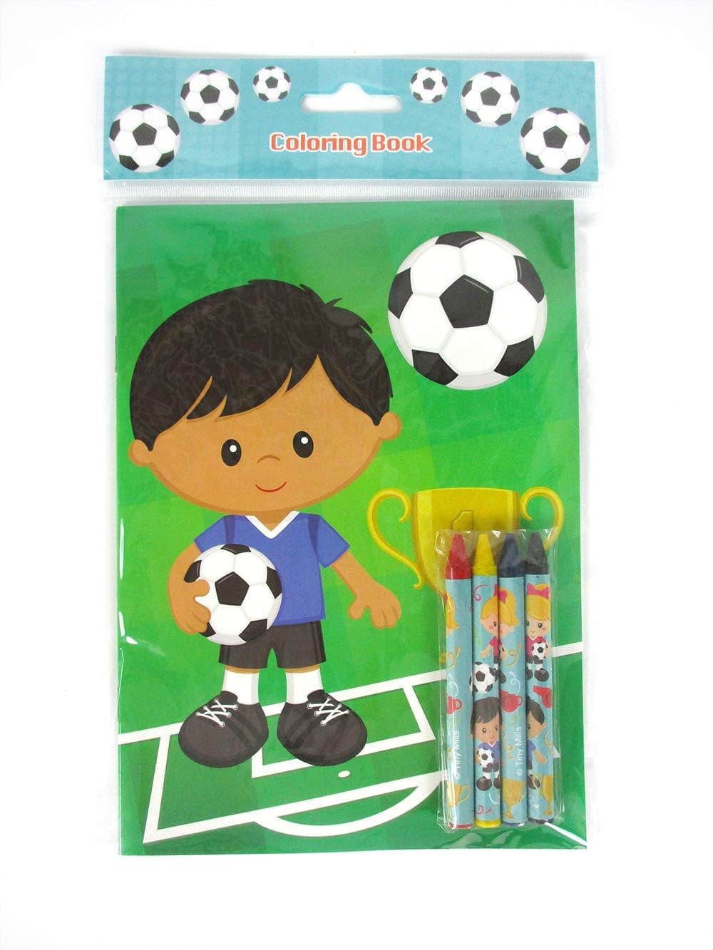 Tinymills Soccer Themed Coloring Books Activity Set for Kids (12 Books, 48 Crayons, 9 in x 7 in) svd1a