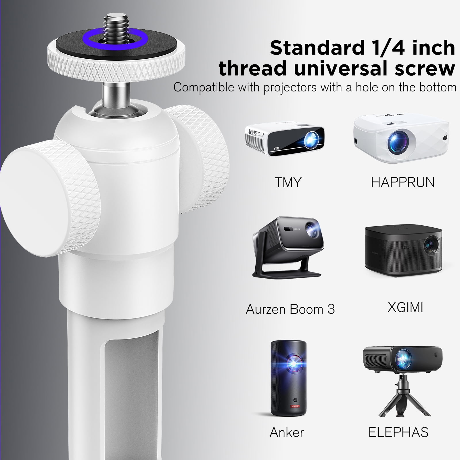 Besititli Universal Projector Mount for Ceiling and Wall (Adjustable Tilt and Swivel, 11.7 in to 17.2 in Extension Pole, White) kwz3g