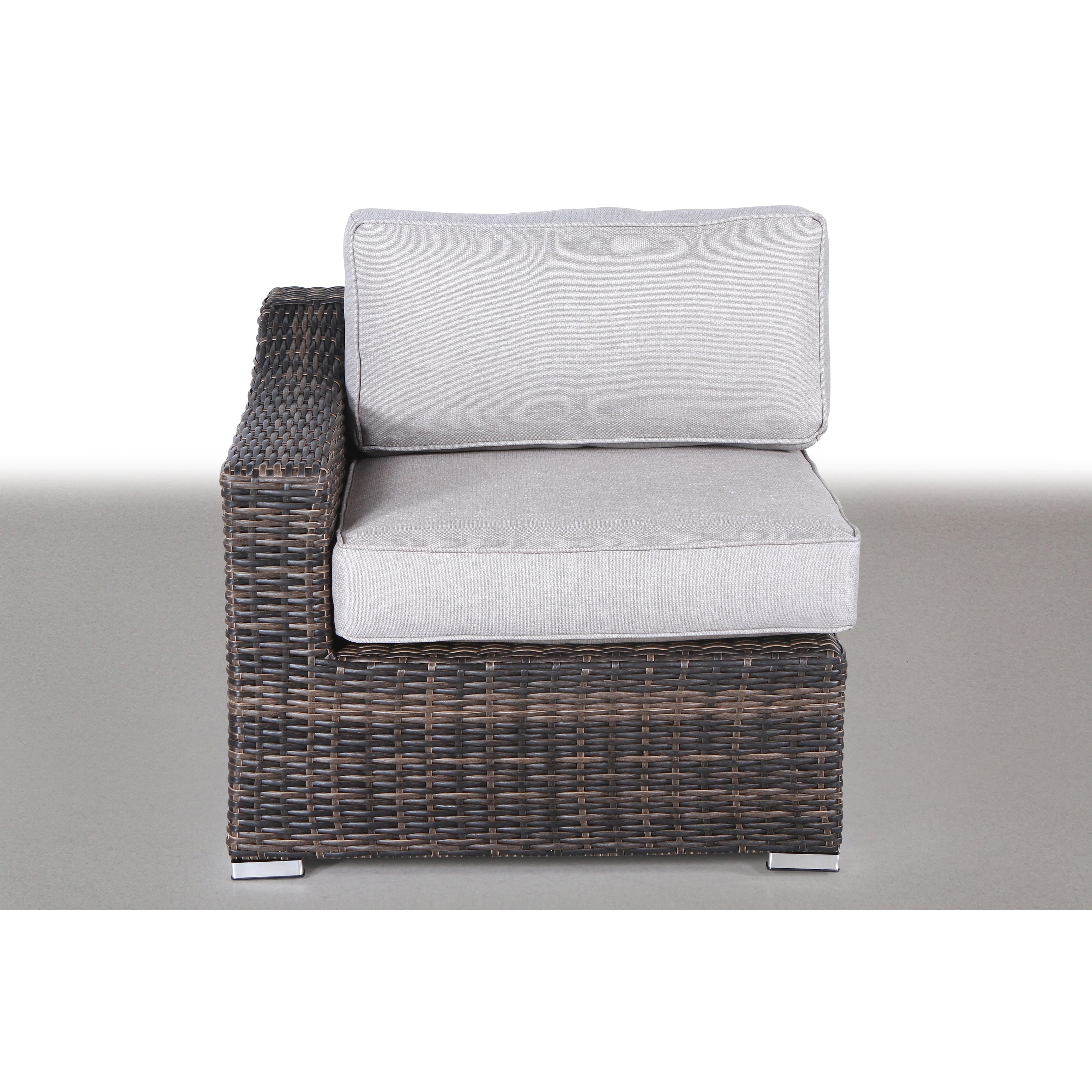 Living Source International Wicker Rattan 5-Person Outdoor Seating Group with Cushions (Espresso, 5-Piece Set) zbh72