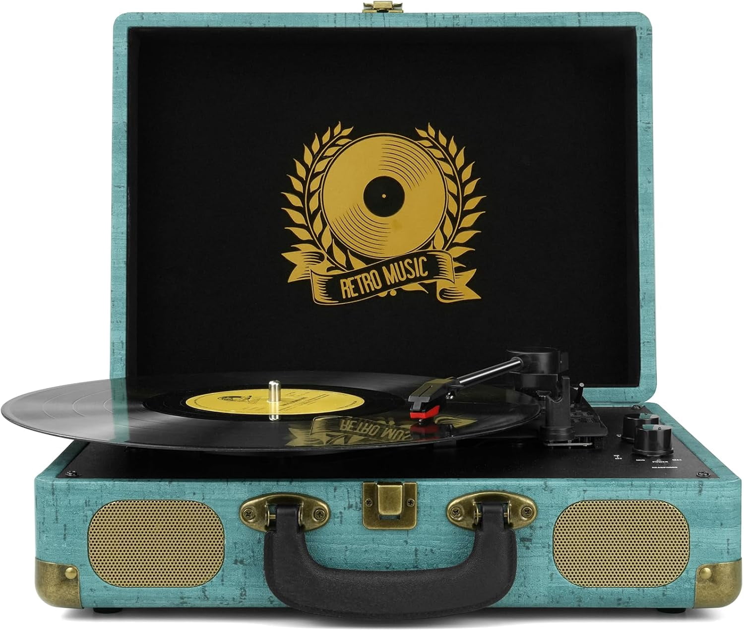 DIGITNOW Vinyl Record Player Bluetooth Turntable (Blue, 3-Speed Portable Suitcase) al1va