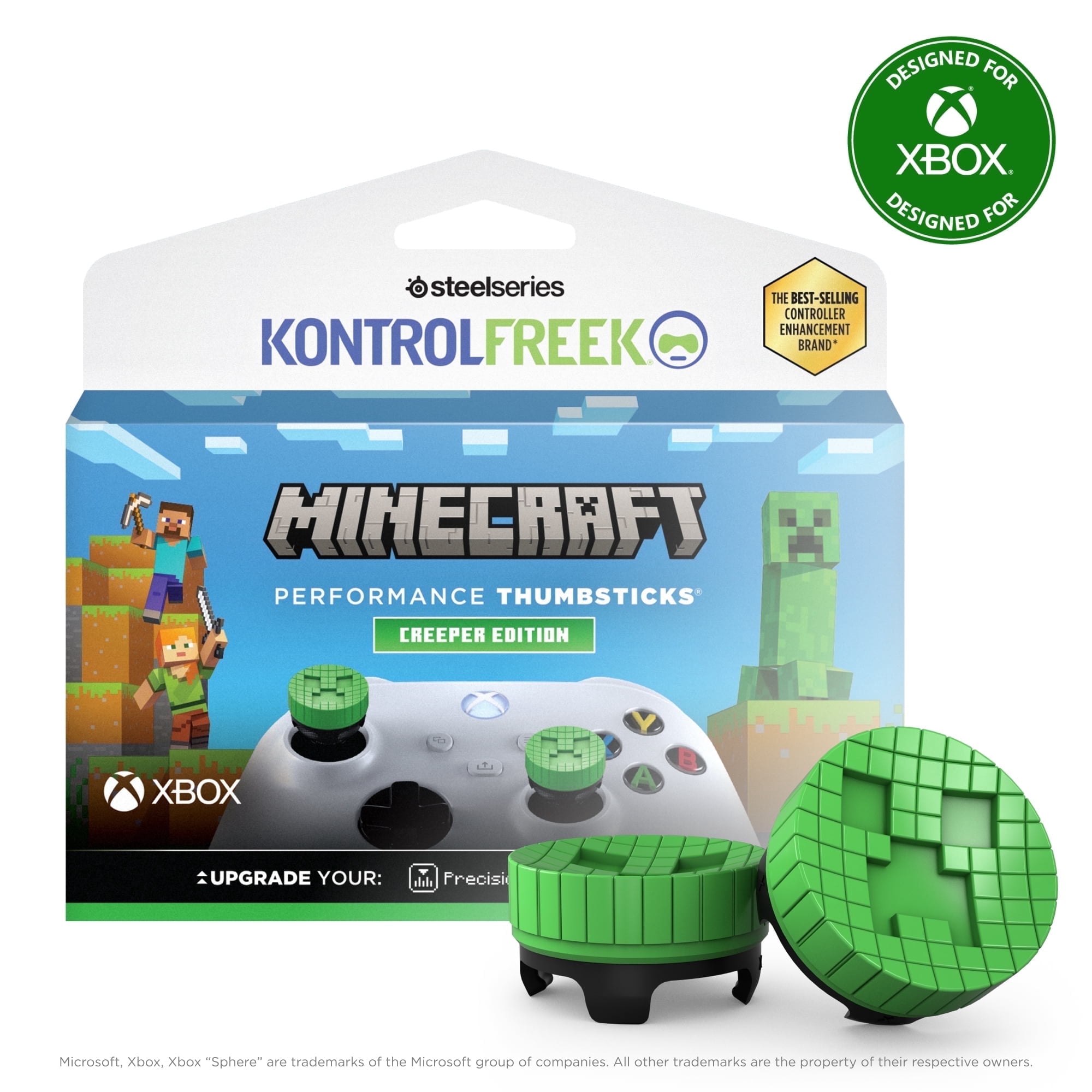 KontrolFreek Minecraft Creeper Performance Thumbsticks for Xbox One and Xbox Series X (Green, 2 Pack) yxq40