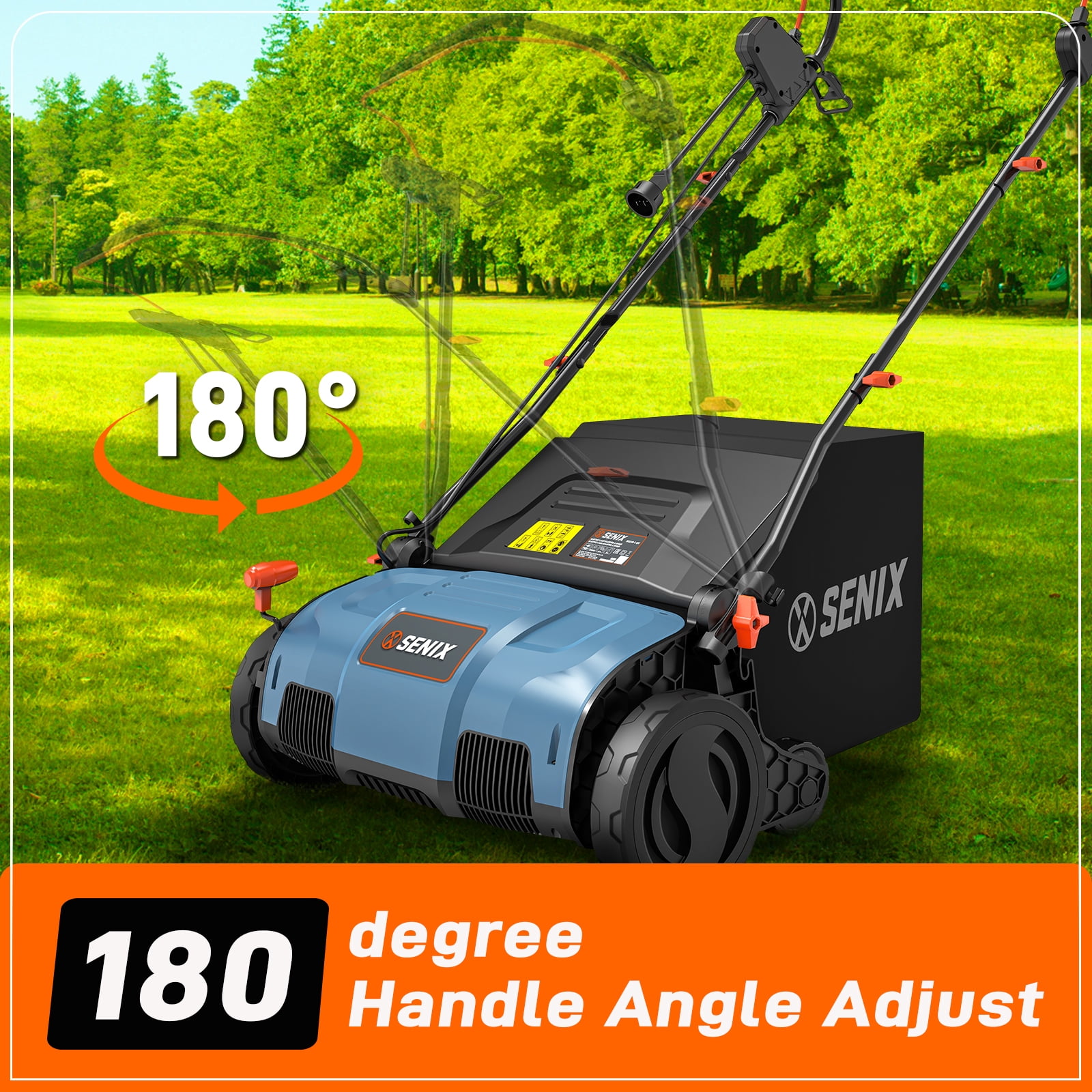 Senix 15-Inch 13 Amp 2-in-1 Electric Dethatcher and Scarifier with 13.2-Gal Collection Bag (15 in) touky