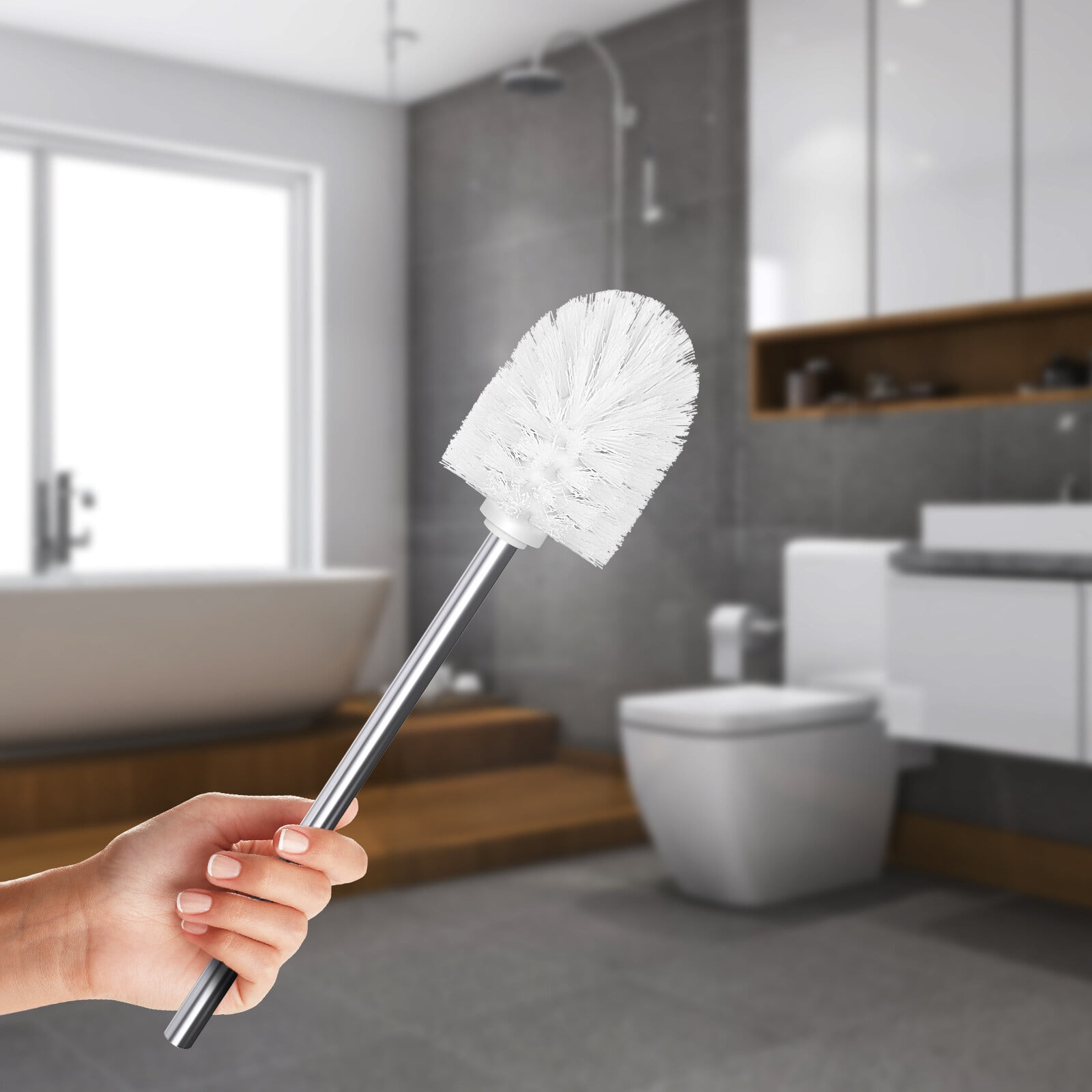 Sparsain Plastic Toilet Brush Replacement Head with Durable Stiff Bristles (White, 1 Pack) 8xtya