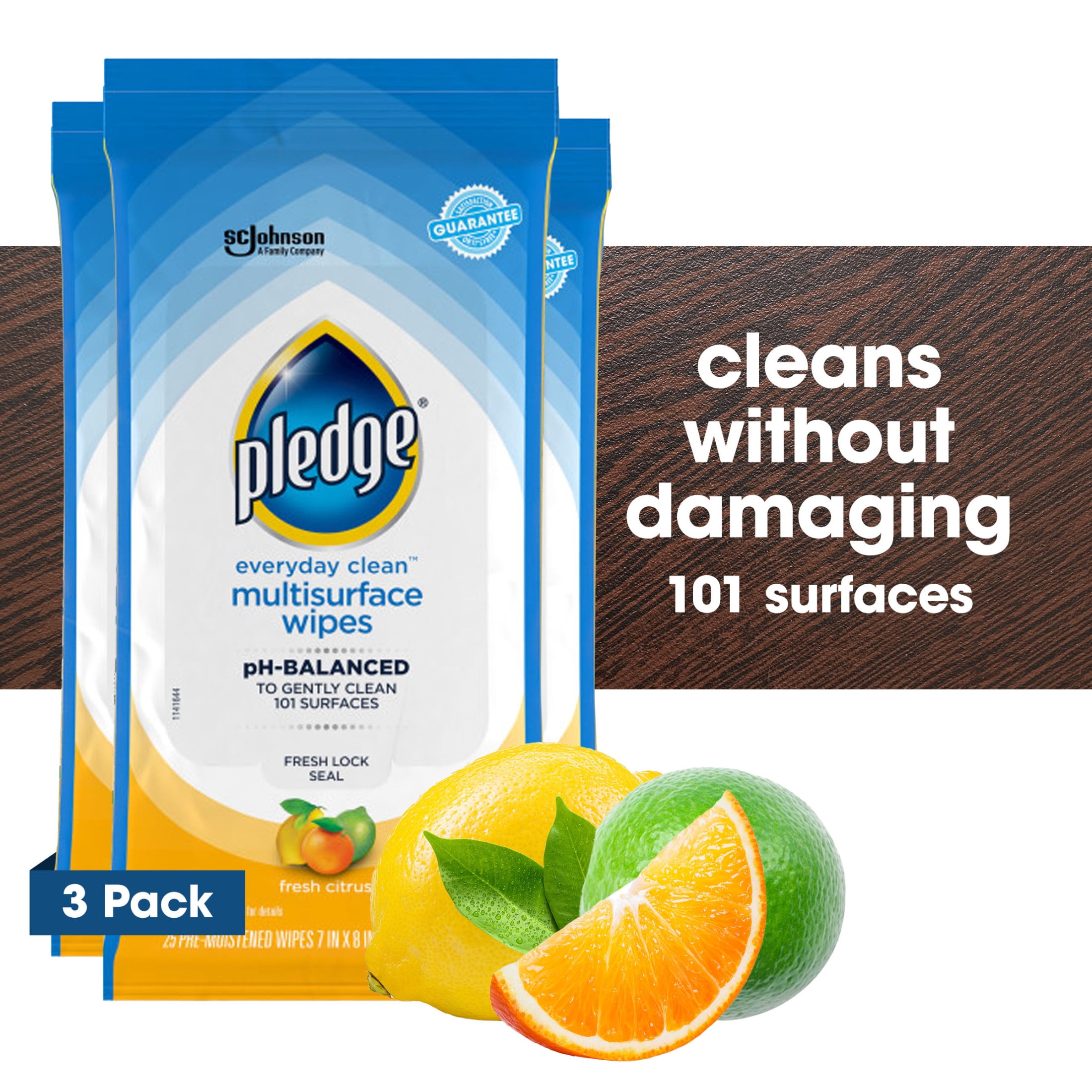 Pledge Everyday Clean Multisurface Wipes, Fresh Citrus Scent, Daily Dusting and Cleaning (75 Wipes Total) hix27