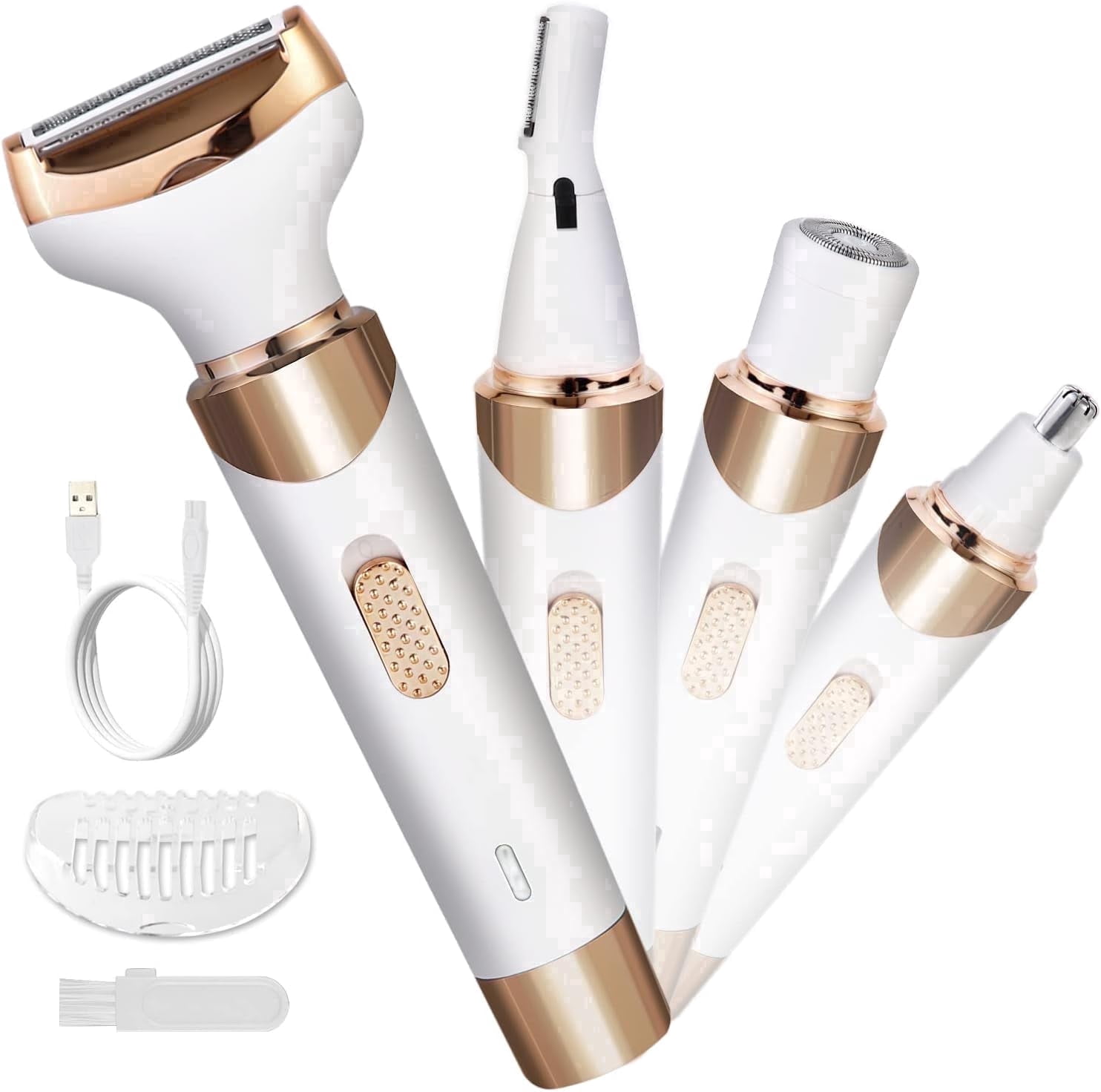 OBACRE 4-in-1 Electric Shaver for Women, Rechargeable Cordless Hair Removal Trimmer for Face, Legs, and Bikini (1 Count) h0agr
