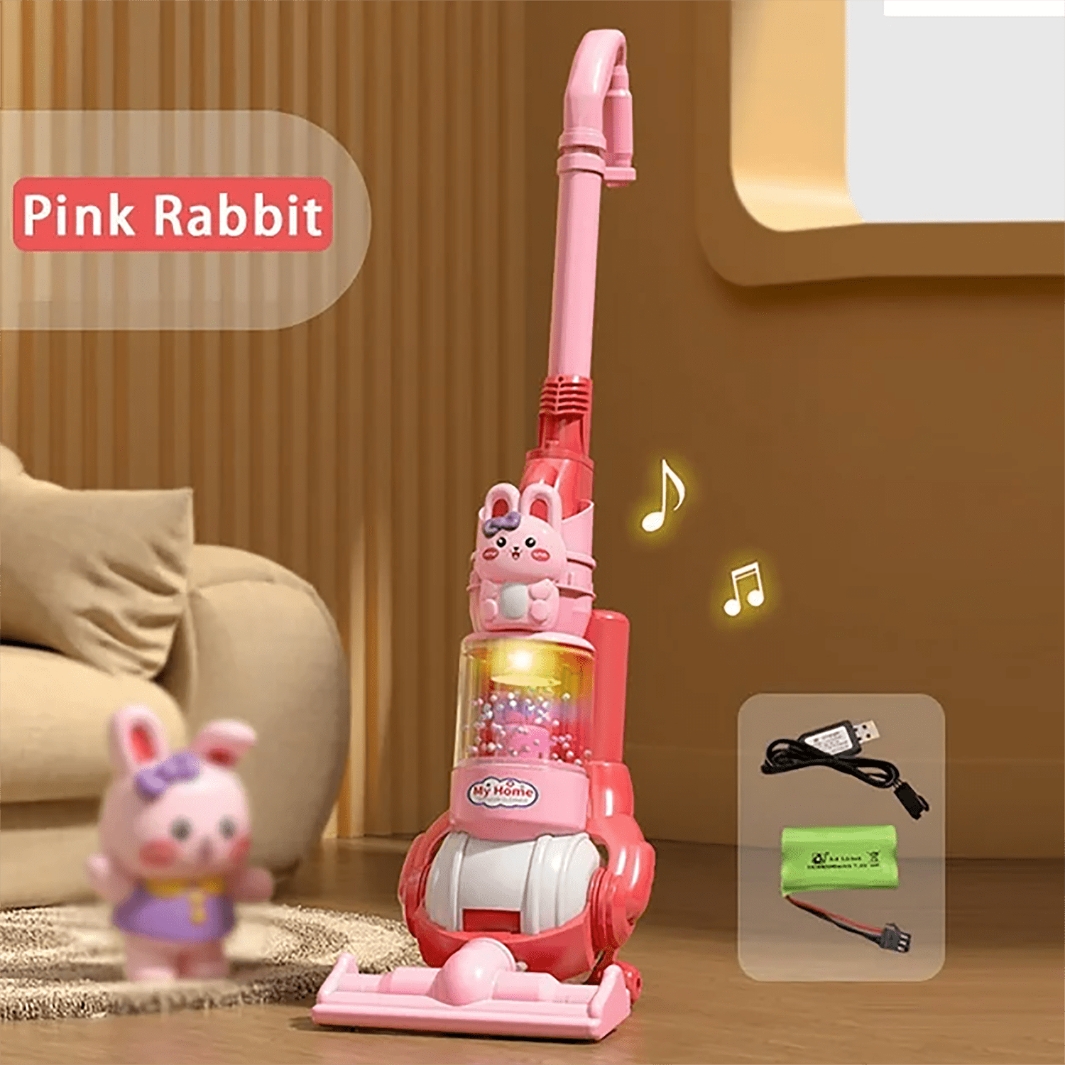 Adofi Kids Toy Vacuum Cleaner with Realistic Suction Lights and Sounds (Pink) oab82