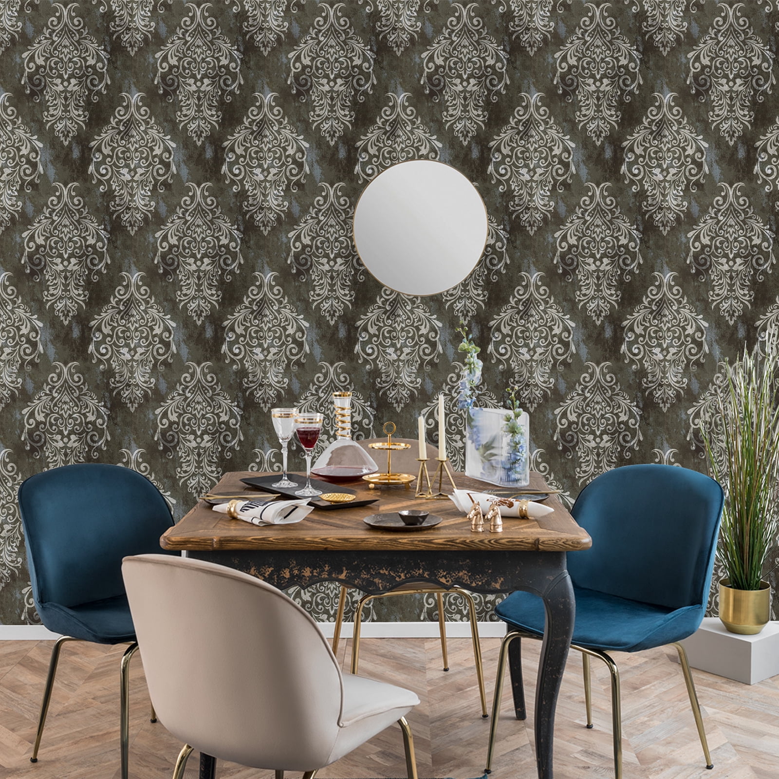 UMIGGEE Boho Retro Peel and Stick Wallpaper, Self-Adhesive Removable Contact Paper for Home Decor and Furniture Renovation (Multi-Color, 17.7 in x 118 in) 1qqil