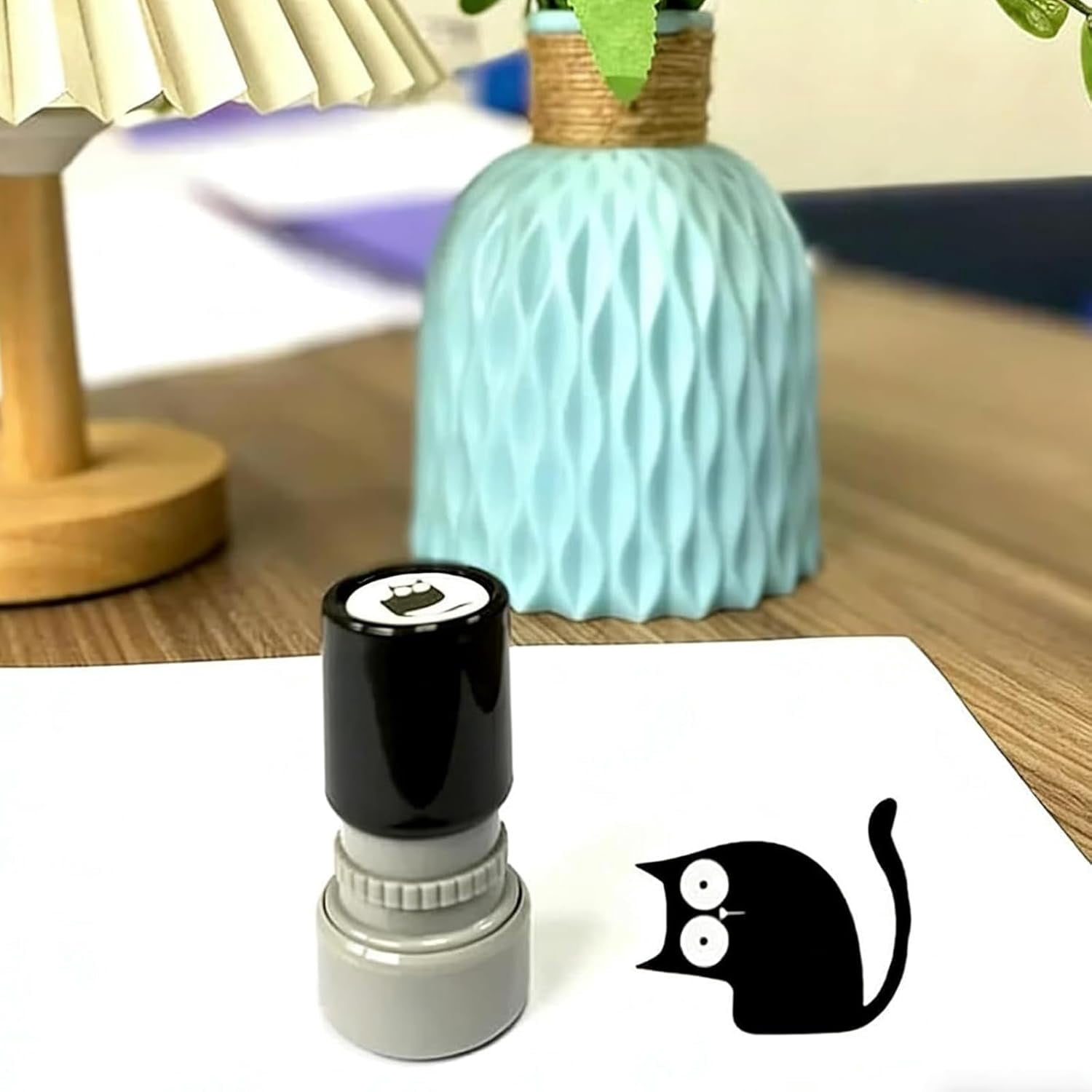 Generic Cat Pattern Self-Inking Stamp Set (Black, 4-Piece Set) t96hy
