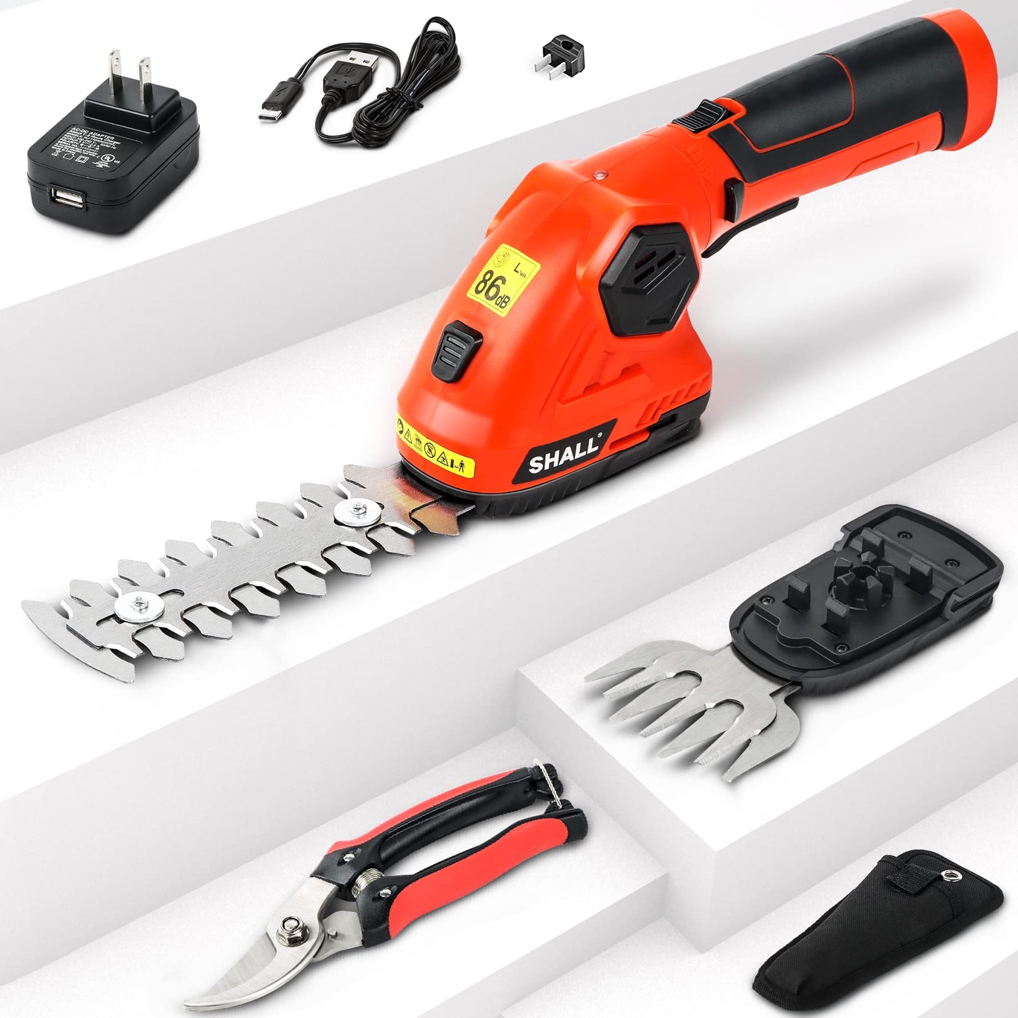 SHALL Cordless Hedge Trimmer and Grass Shear 2-in-1 Electric Garden Tool (1.5 lb) 2aopy
